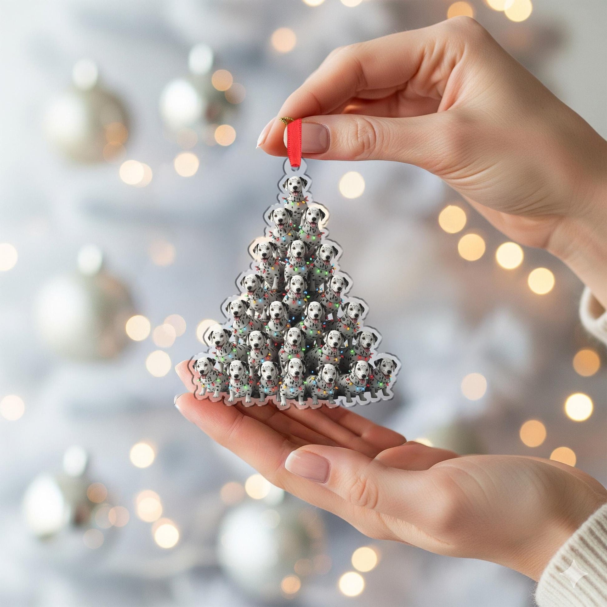 Dog Christmas Ornament – Dalmatian Tree Decoration with Lights and Holiday Design