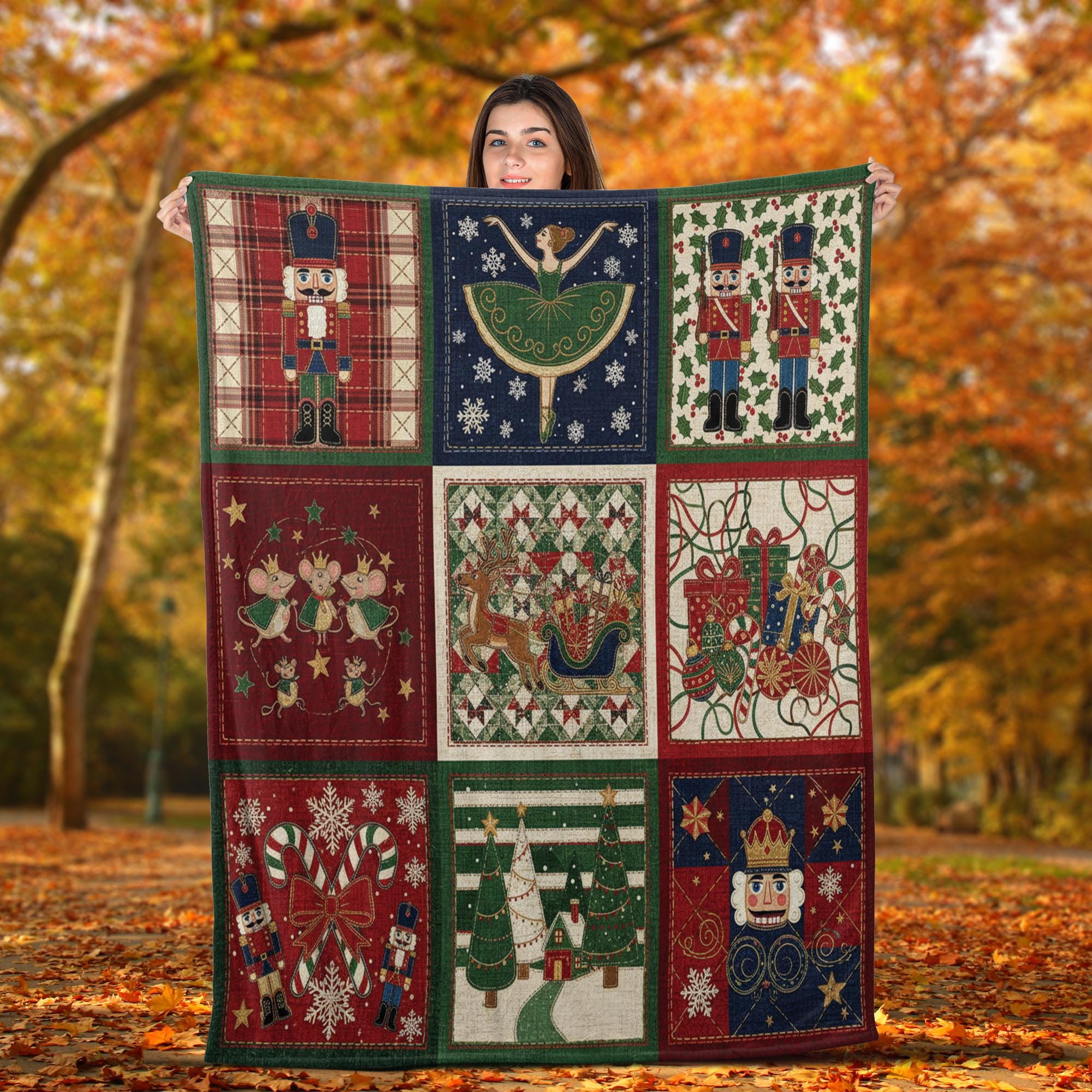 Christmas Nutcracker Blanket – Holiday Throw Quilt for Winter Decor