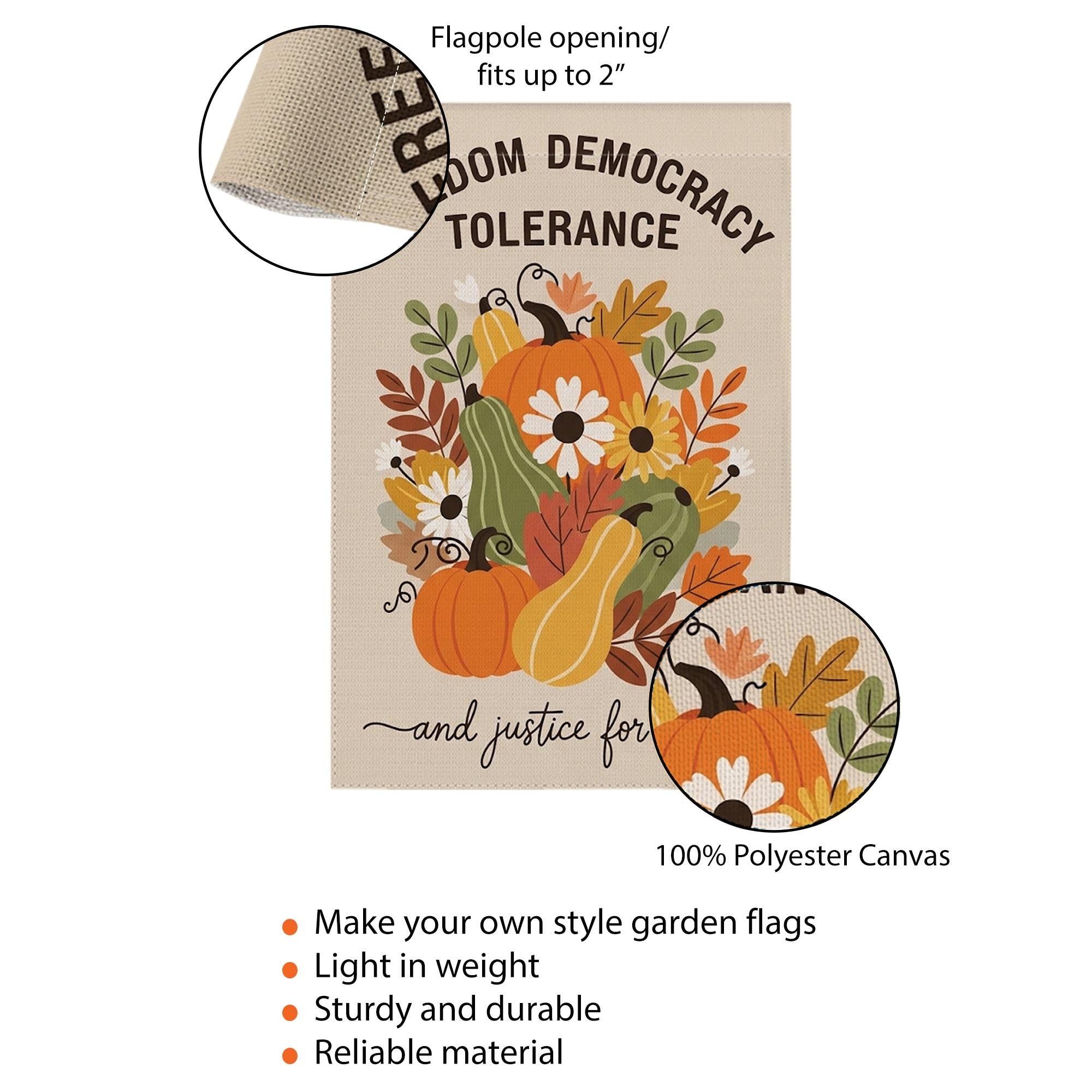 Patriotic Garden Flag – Outdoor Burlap Yard Decoration with Pumpkins and Fall Flowers