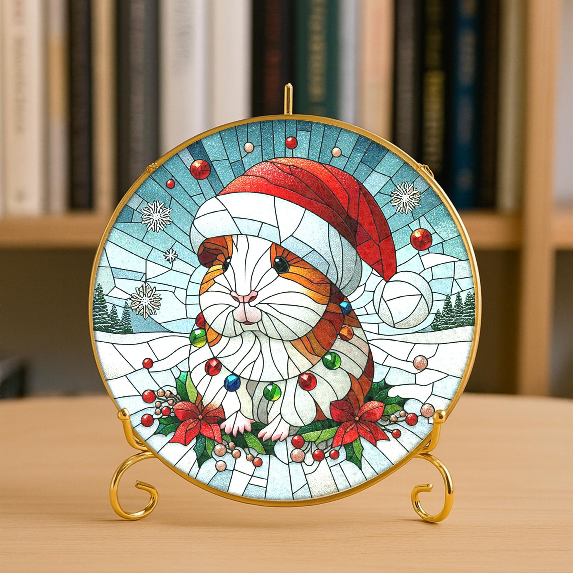 Christmas Guinea Pig Suncatcher – Holiday Window Hanging Ornament