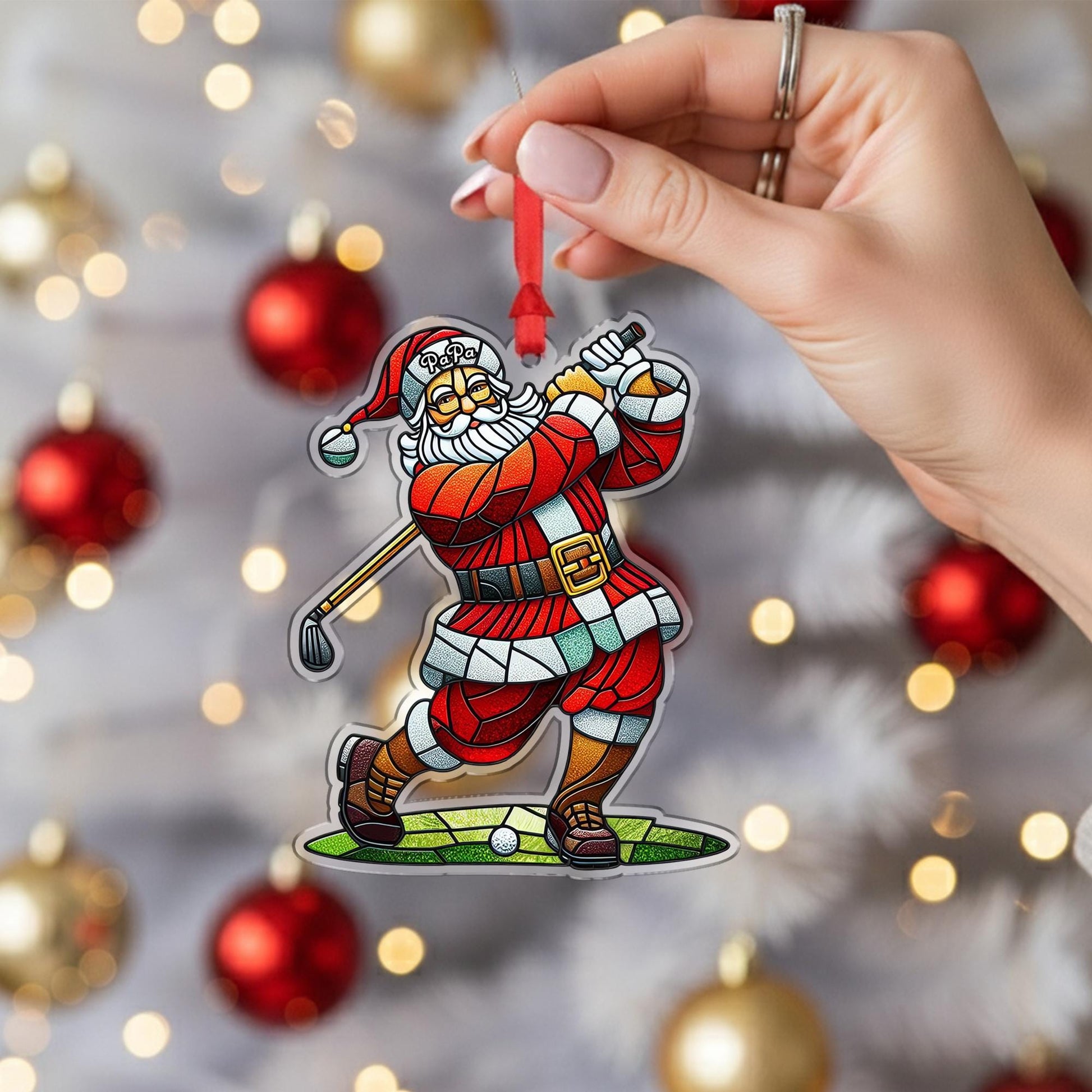 Golf Santa Christmas Ornament – Funny Holiday Tree Decoration