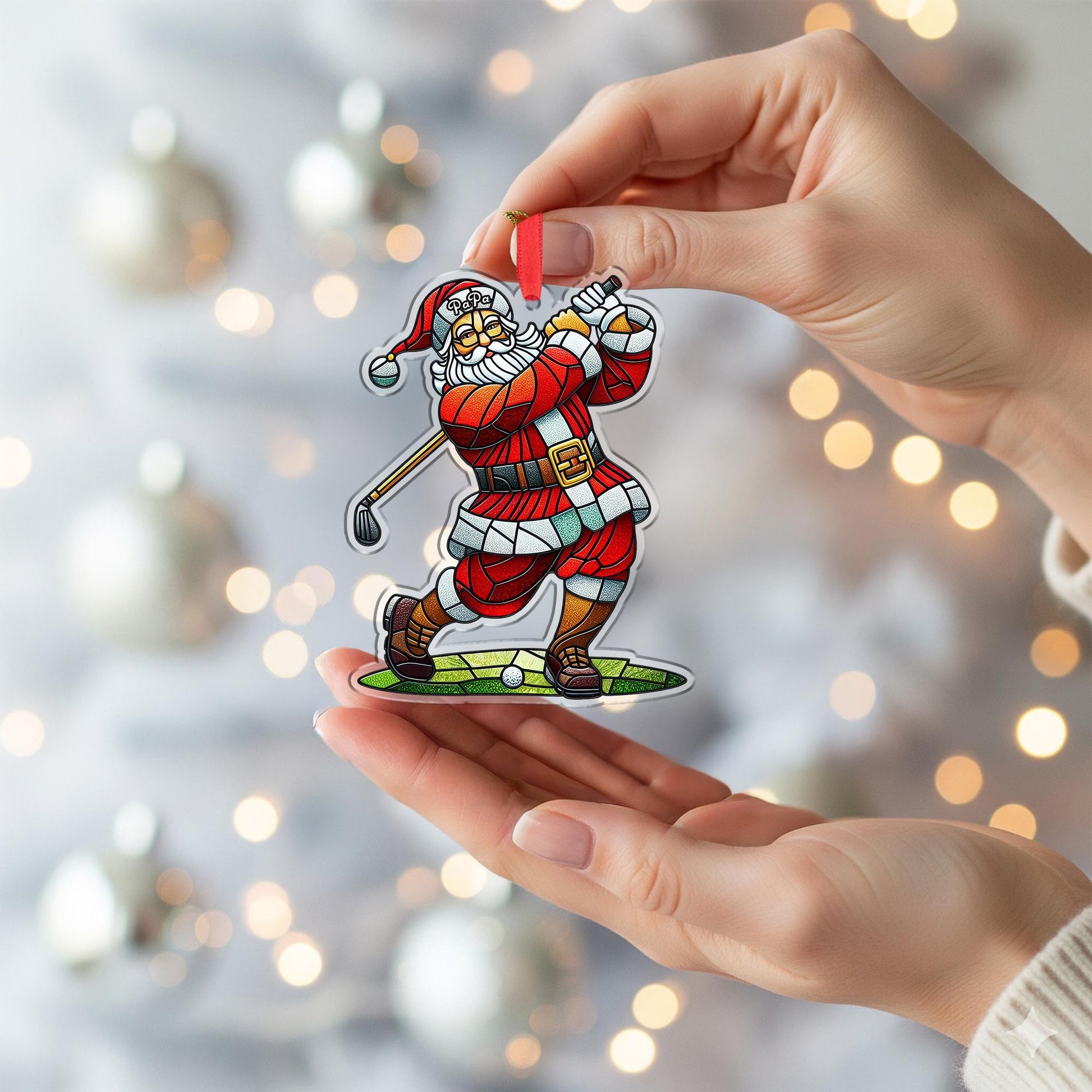 Golf Santa Christmas Ornament – Funny Holiday Tree Decoration