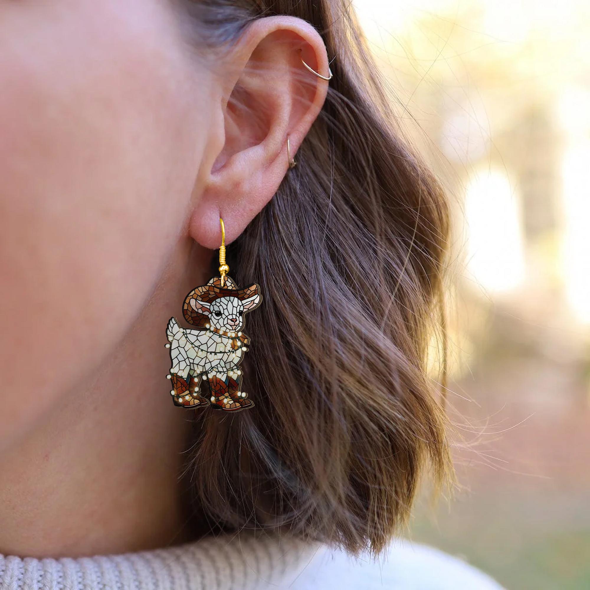 Goat Earrings – Cowboy Hat Western Farm Dangle Jewelry