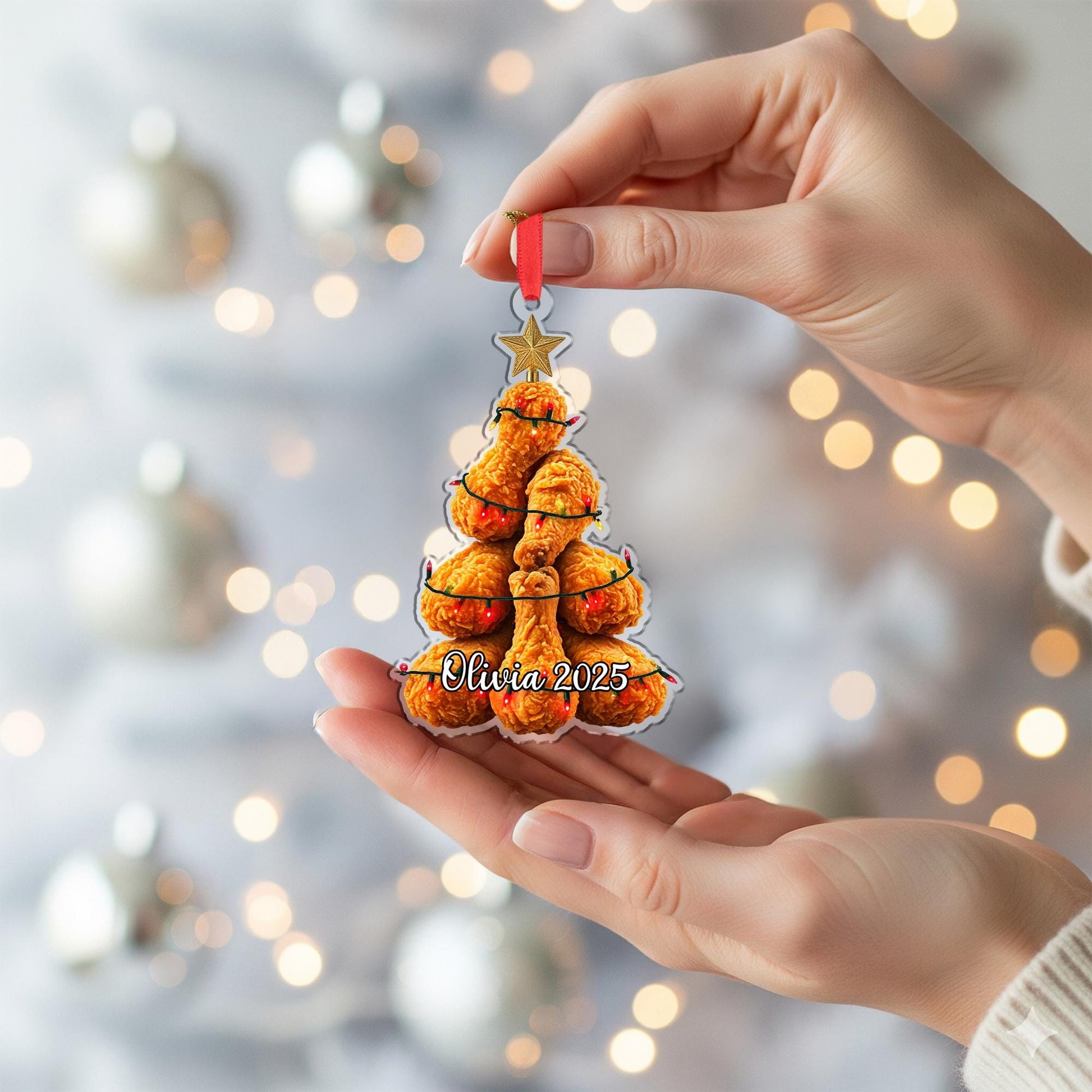 Fried Chicken Christmas Ornament – Funny Personalized Food Tree Decoration
