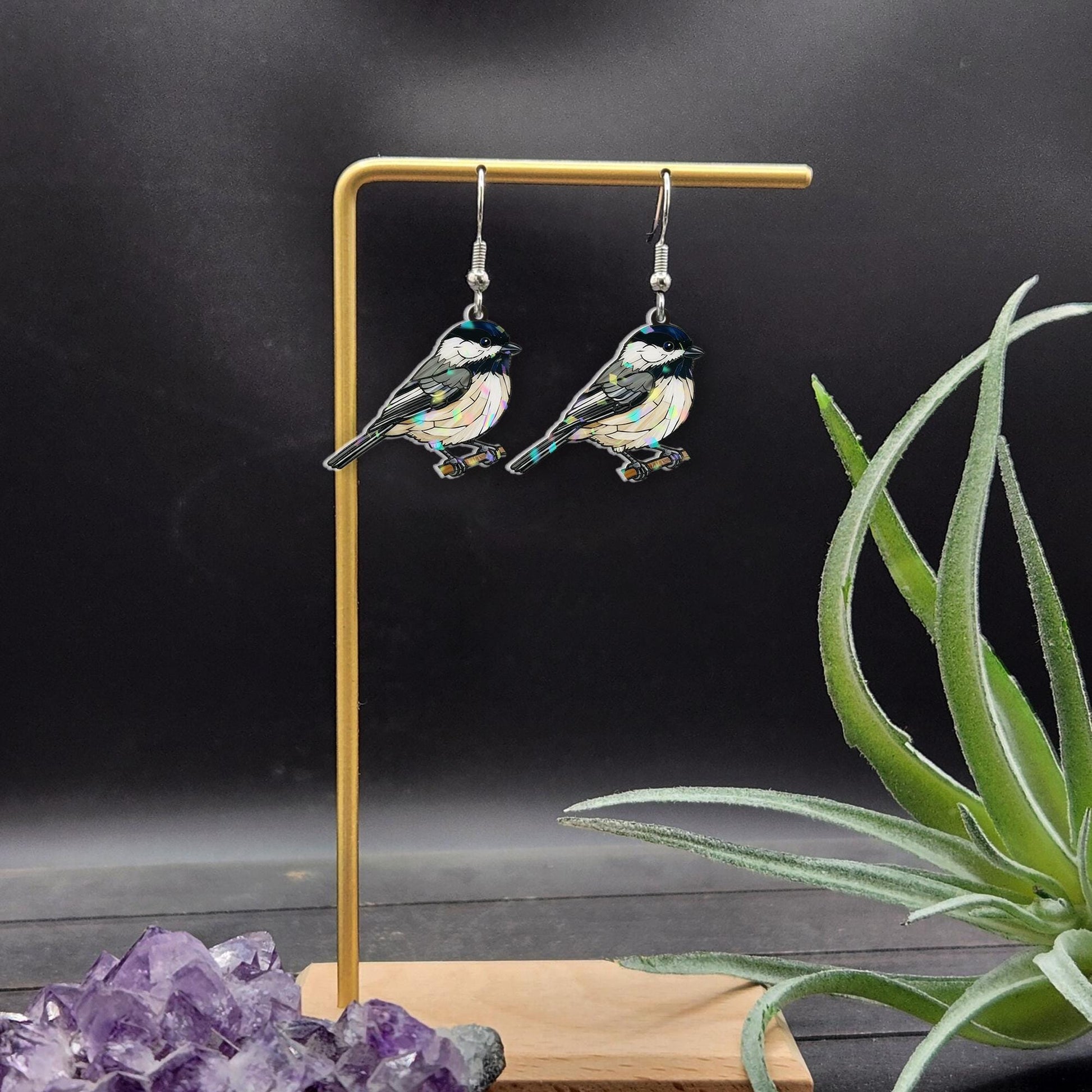 Chickadee Bird Earrings – Nature Inspired Woodland Dangle Jewelry Gift