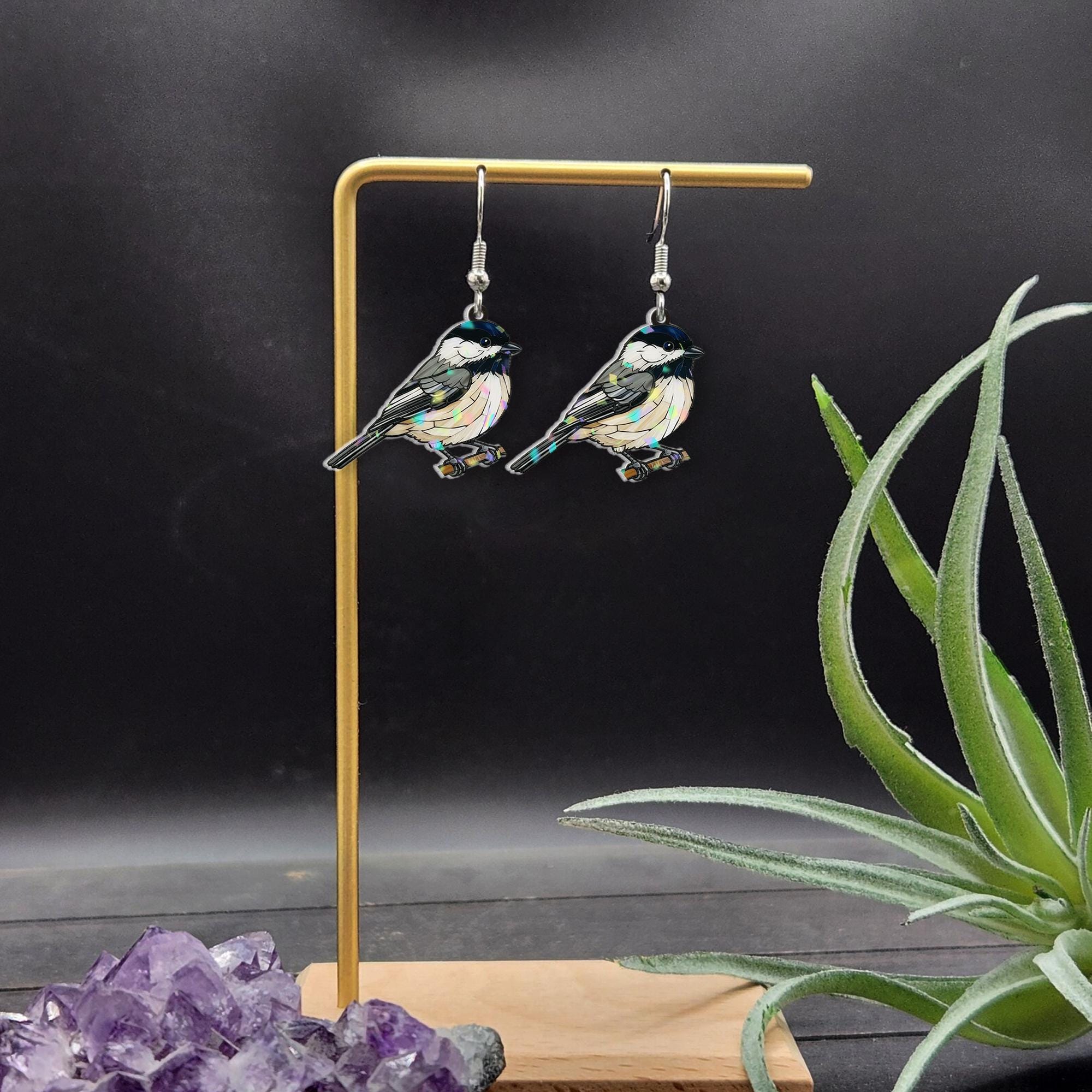 Chickadee Bird Earrings – Nature Inspired Woodland Dangle Jewelry Gift