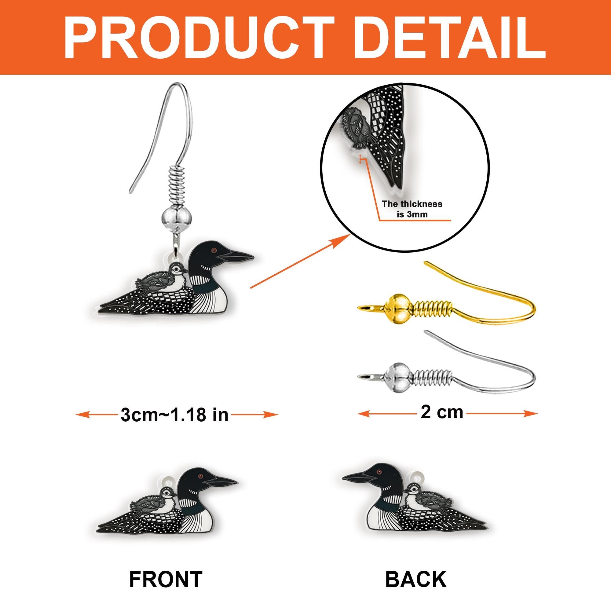 Loon Bird Mom Earrings – Wildlife Dangle Jewelry Gift for Mom