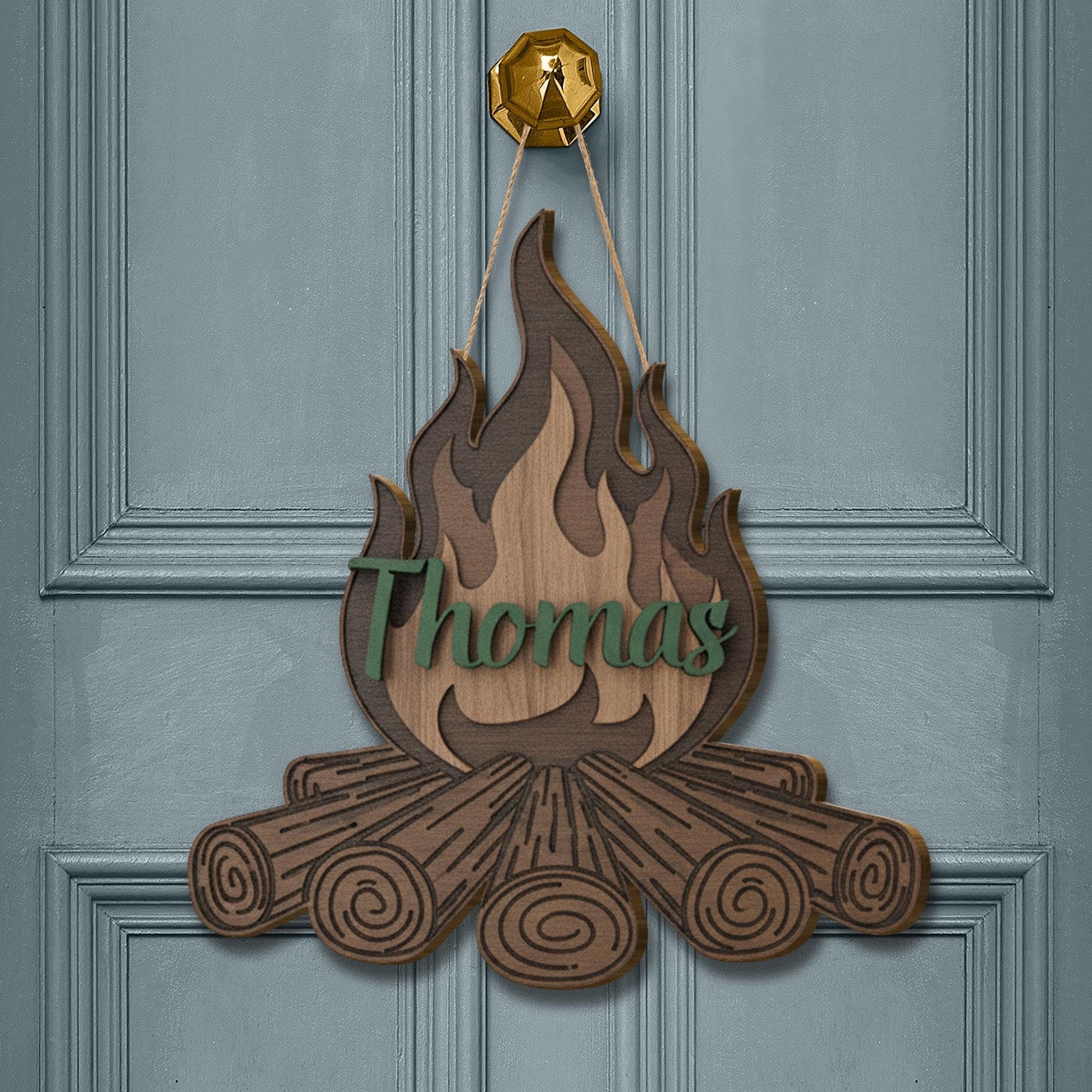 Personalized Campfire 2-Layer Wood Sign: Woodland Nursery Name Decor