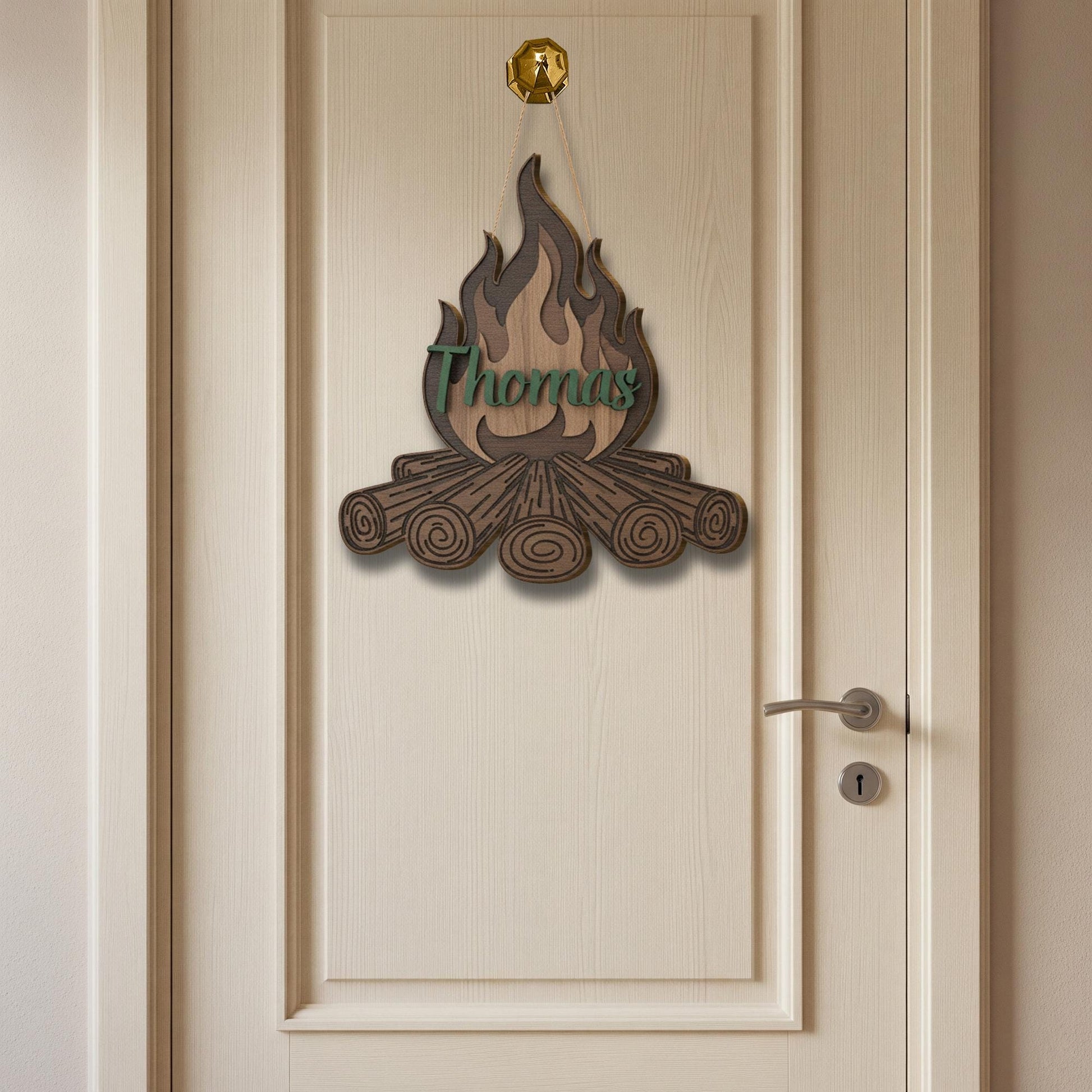 Personalized Campfire 2-Layer Wood Sign: Woodland Nursery Name Decor