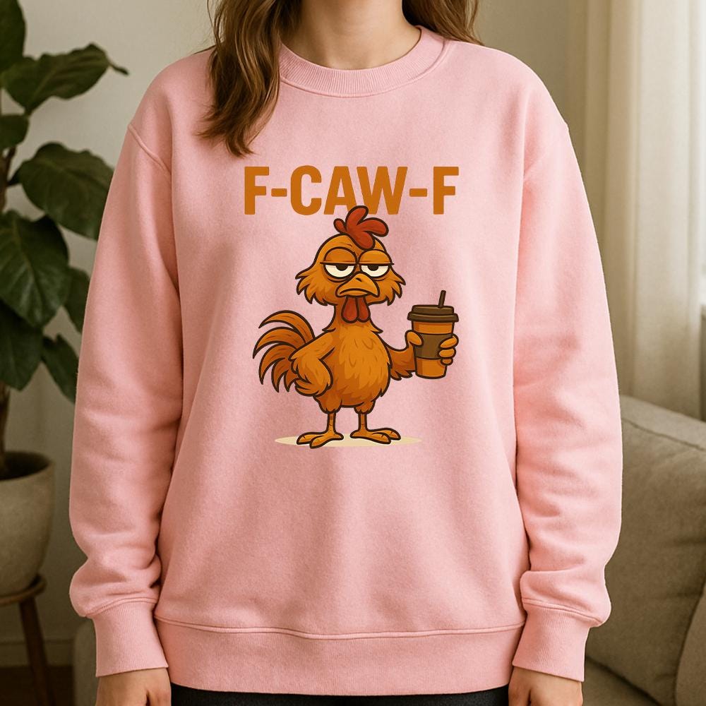Chicken Coffee Sweatshirt – Unisex Pullover with Rooster Graphic and Funny Text Design