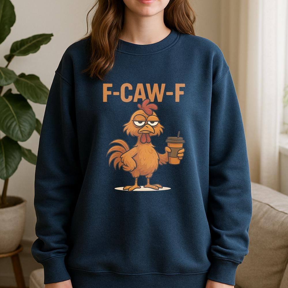 Chicken Coffee Sweatshirt – Unisex Pullover with Rooster Graphic and Funny Text Design
