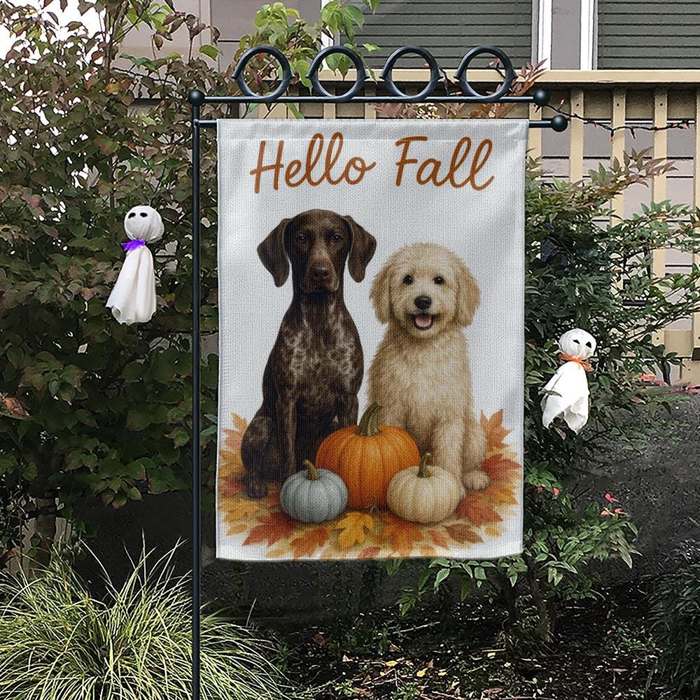 Fall Dog Garden Flag – Outdoor Yard Decoration with Pumpkins and Autumn Leaves
