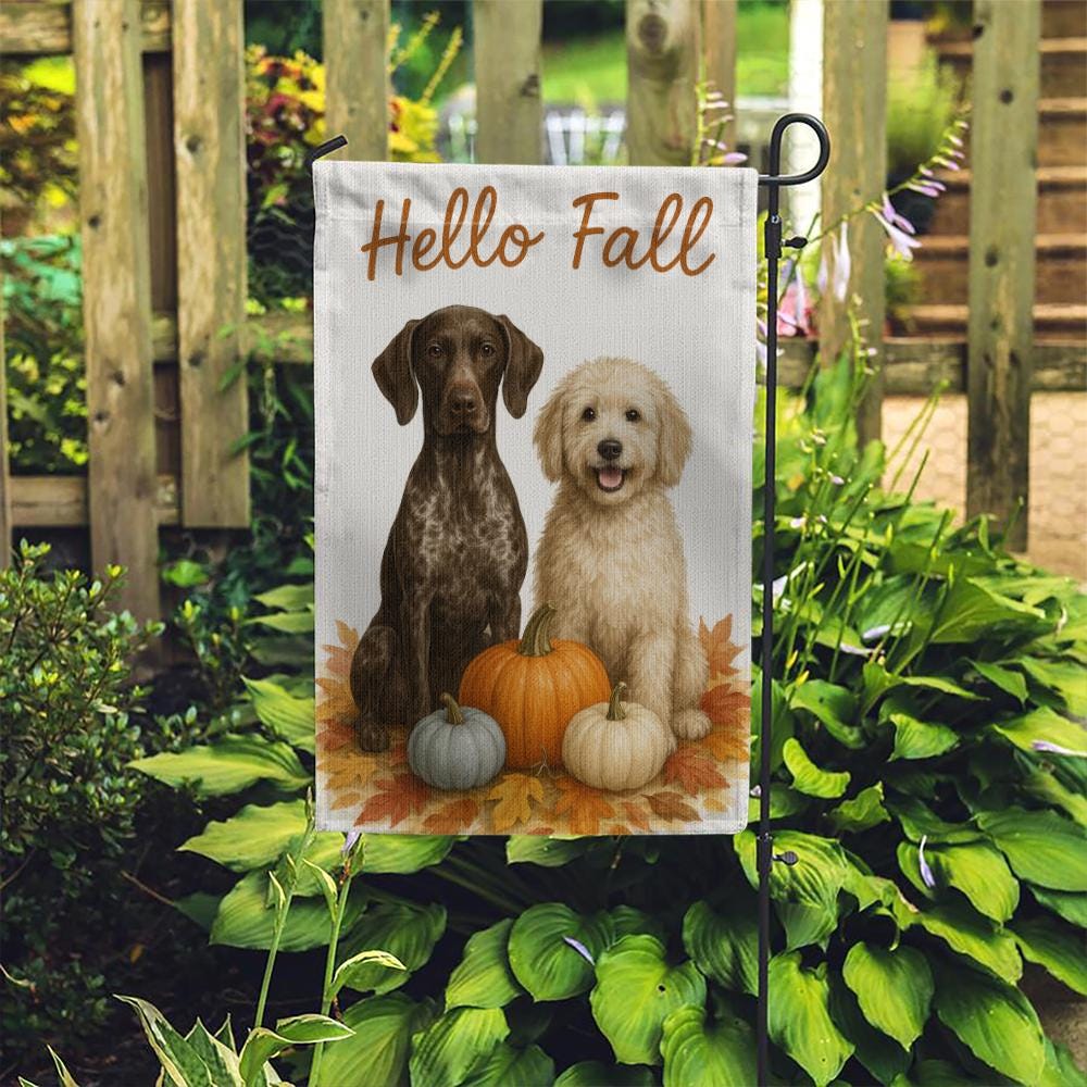 Fall Dog Garden Flag – Outdoor Yard Decoration with Pumpkins and Autumn Leaves
