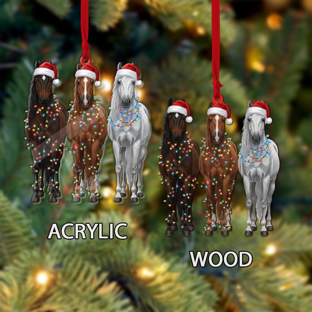 Personalized Horse Christmas Ornament: Santa Hat Holiday Decoration