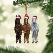 Personalized Horse Christmas Ornament: Santa Hat Holiday Decoration