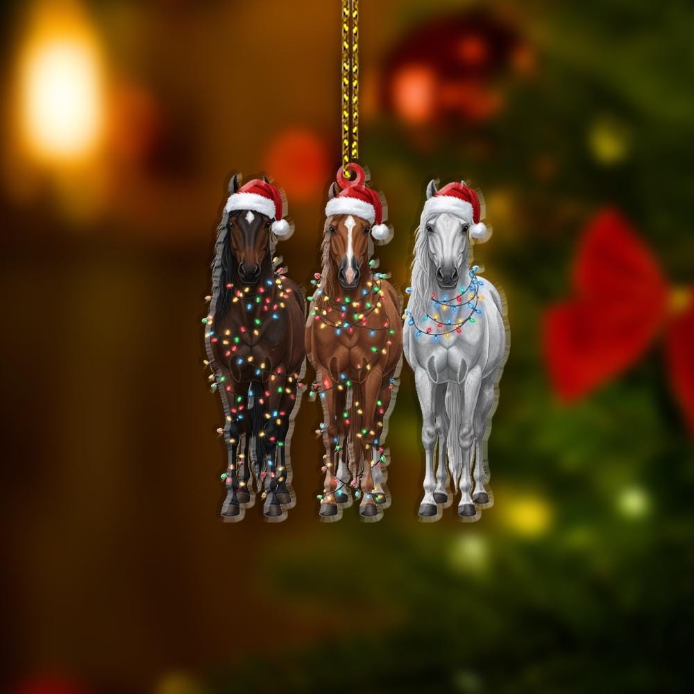 Personalized Horse Christmas Ornament: Santa Hat Holiday Decoration