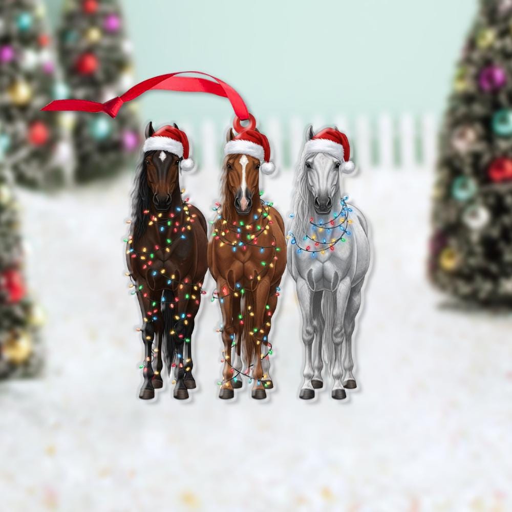 Personalized Horse Christmas Ornament: Santa Hat Holiday Decoration