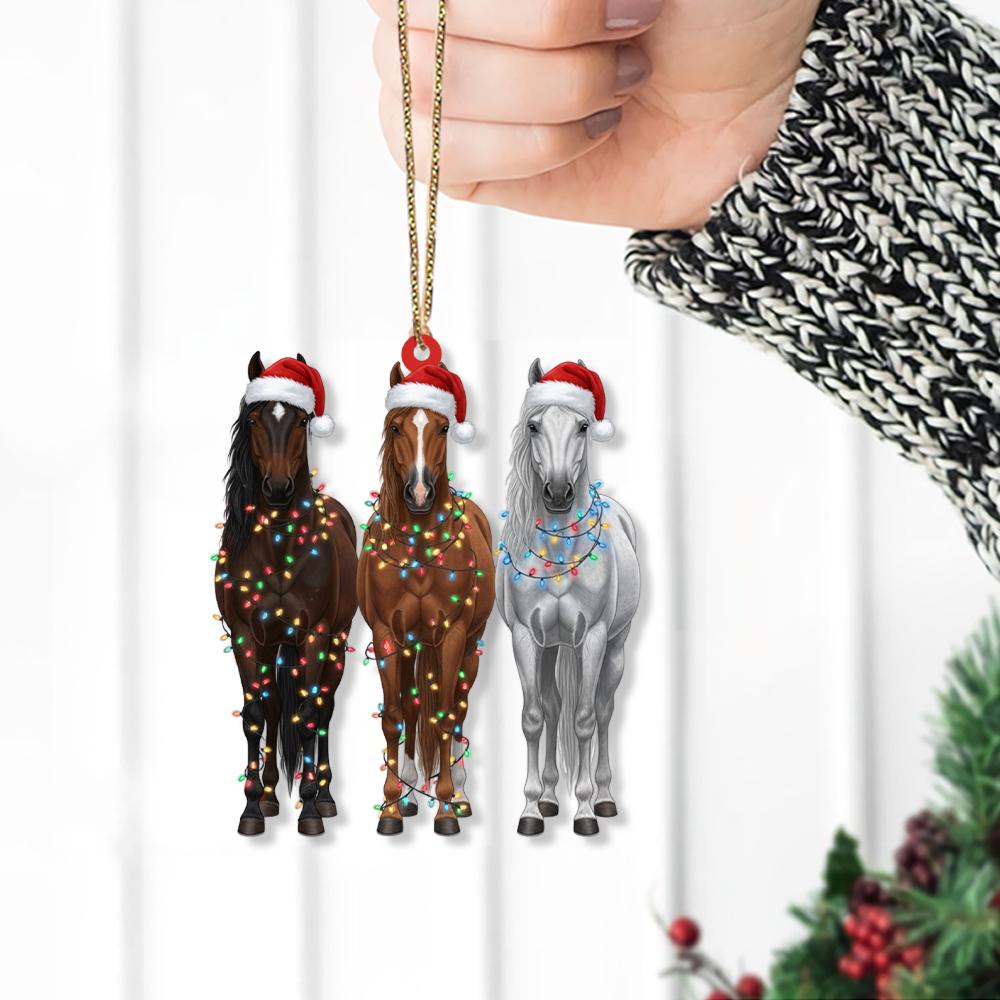 Personalized Horse Christmas Ornament: Santa Hat Holiday Decoration