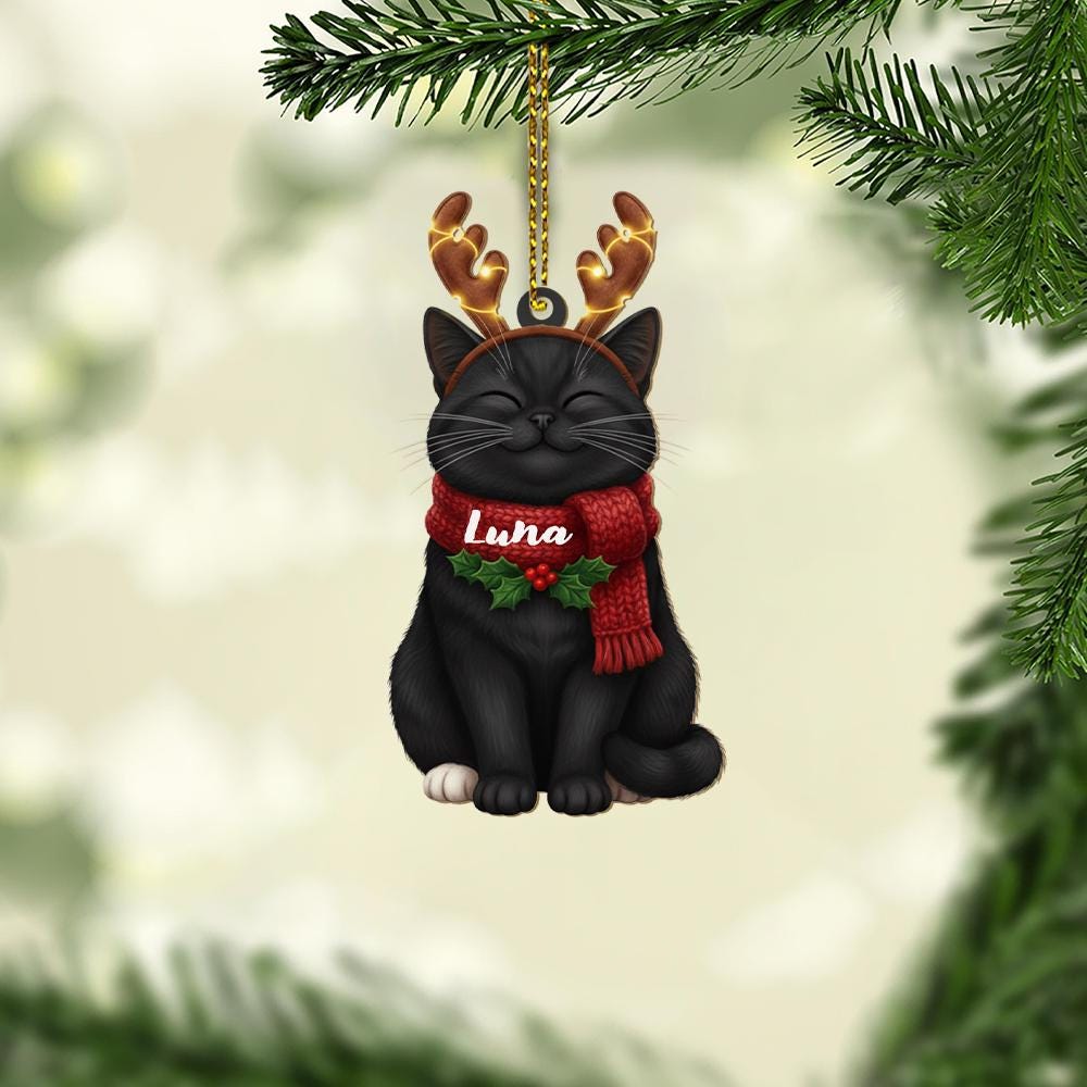 Personalized Cat Christmas Ornament: Custom Pet Holiday Decoration