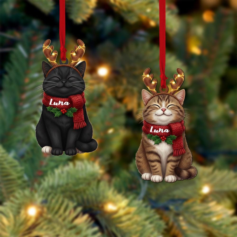 Personalized Cat Christmas Ornament: Custom Pet Holiday Decoration