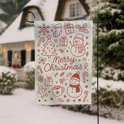Christmas Garden Flag – Holiday Outdoor Decoration with Snowman Tree and Gift Design