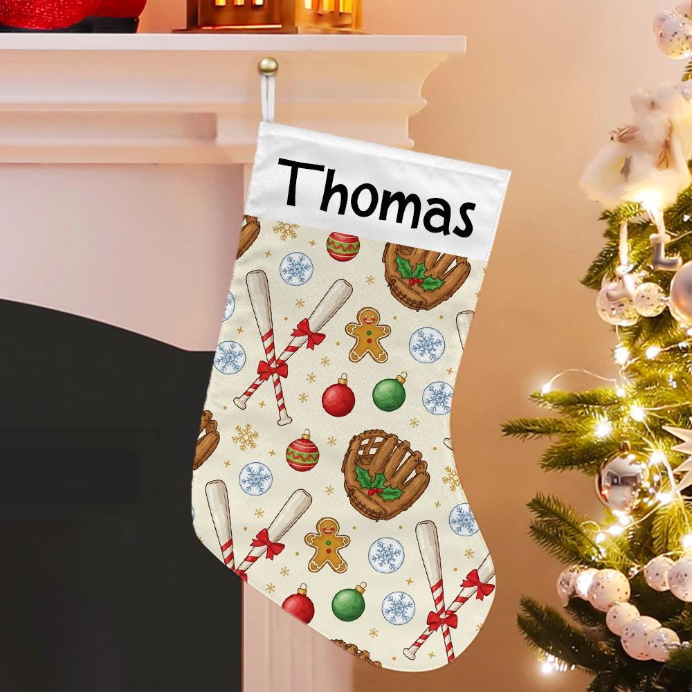 Personalized Baseball Christmas Stocking: Custom Holiday Print
