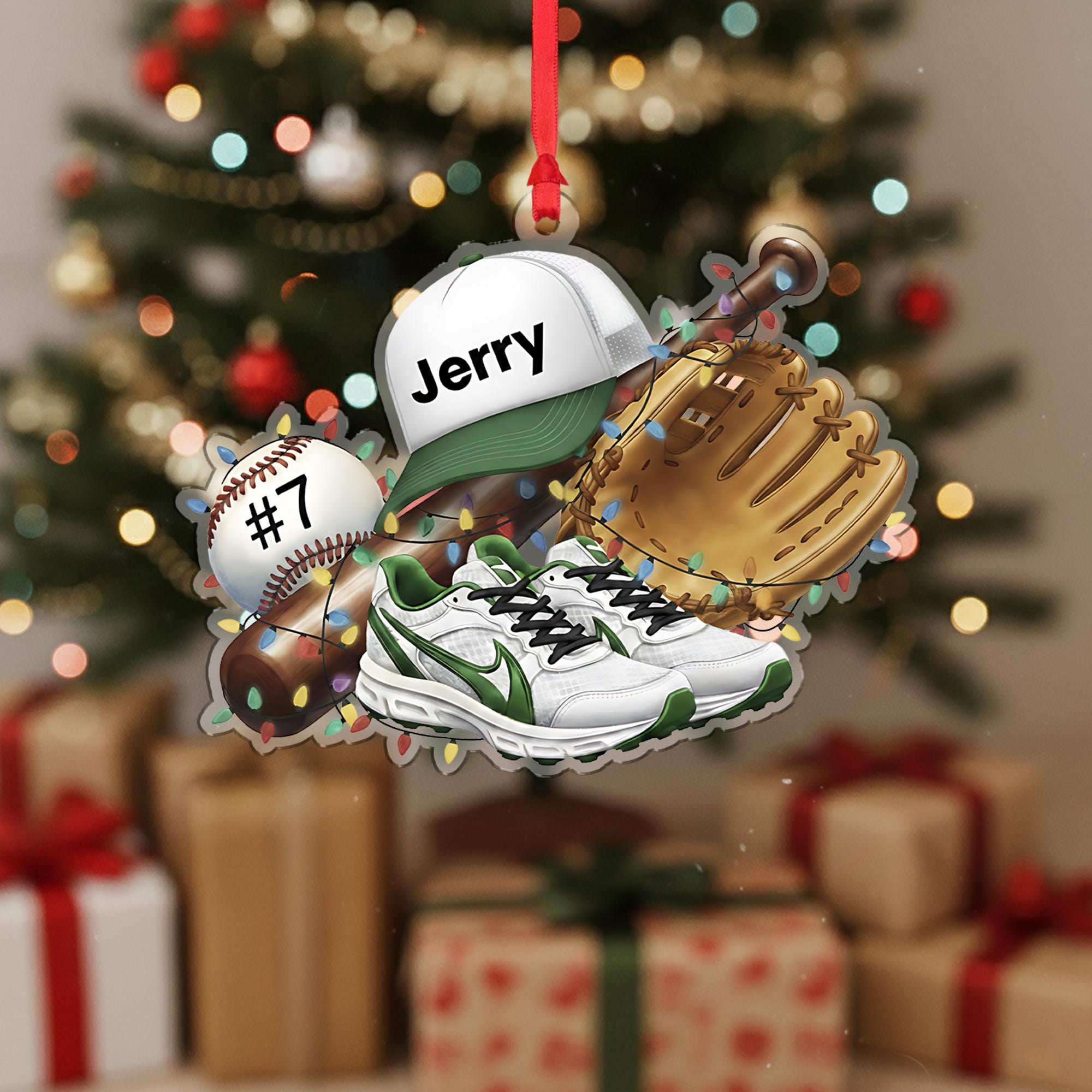 Personalized Baseball Ornament – Custom Sports Christmas Tree Decoration with Name and Number