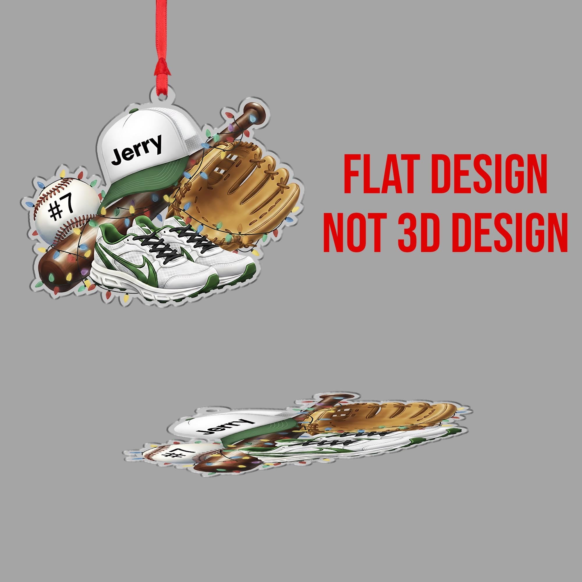 Personalized Baseball Ornament – Custom Sports Christmas Tree Decoration with Name and Number