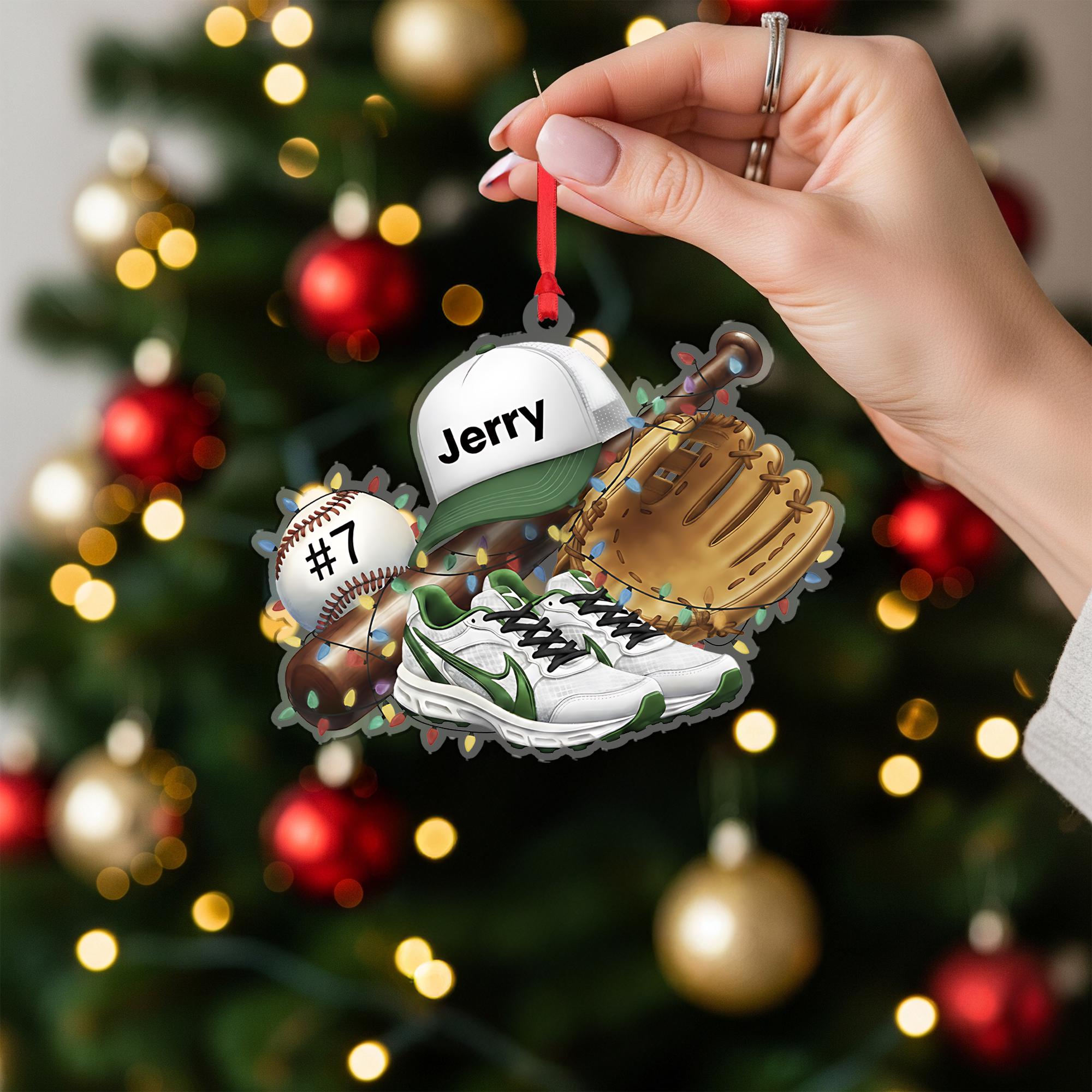 Personalized Baseball Ornament – Custom Sports Christmas Tree Decoration with Name and Number