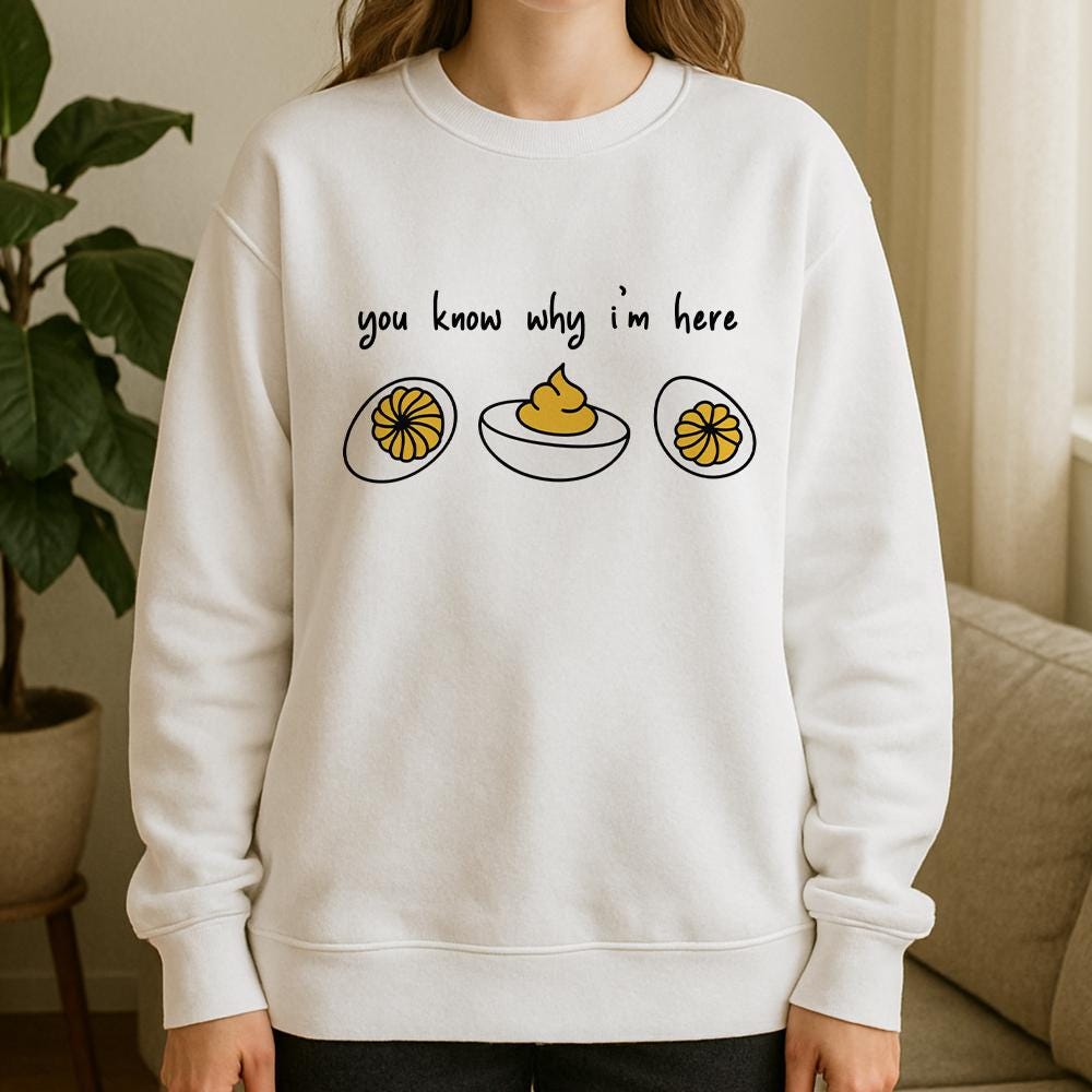 Deviled Eggs Sweatshirt – Funny Food Pullover with Egg and Mustard Design