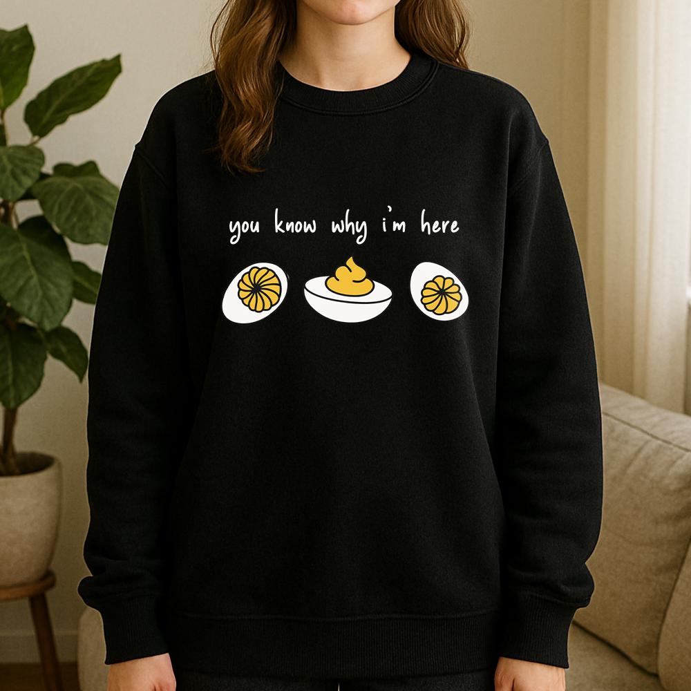 Deviled Eggs Sweatshirt – Funny Food Pullover with Egg and Mustard Design