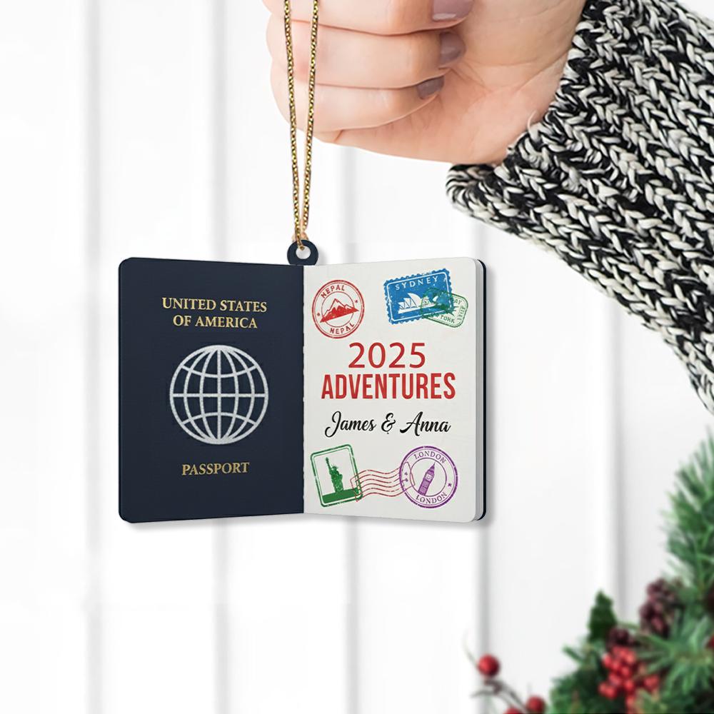 Personalized Passport Ornament – Custom Travel Christmas Decoration with Year and Name Design