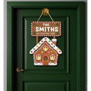 Personalized Gingerbread House Door Sign – Custom Family Christmas Decor with Name & Address