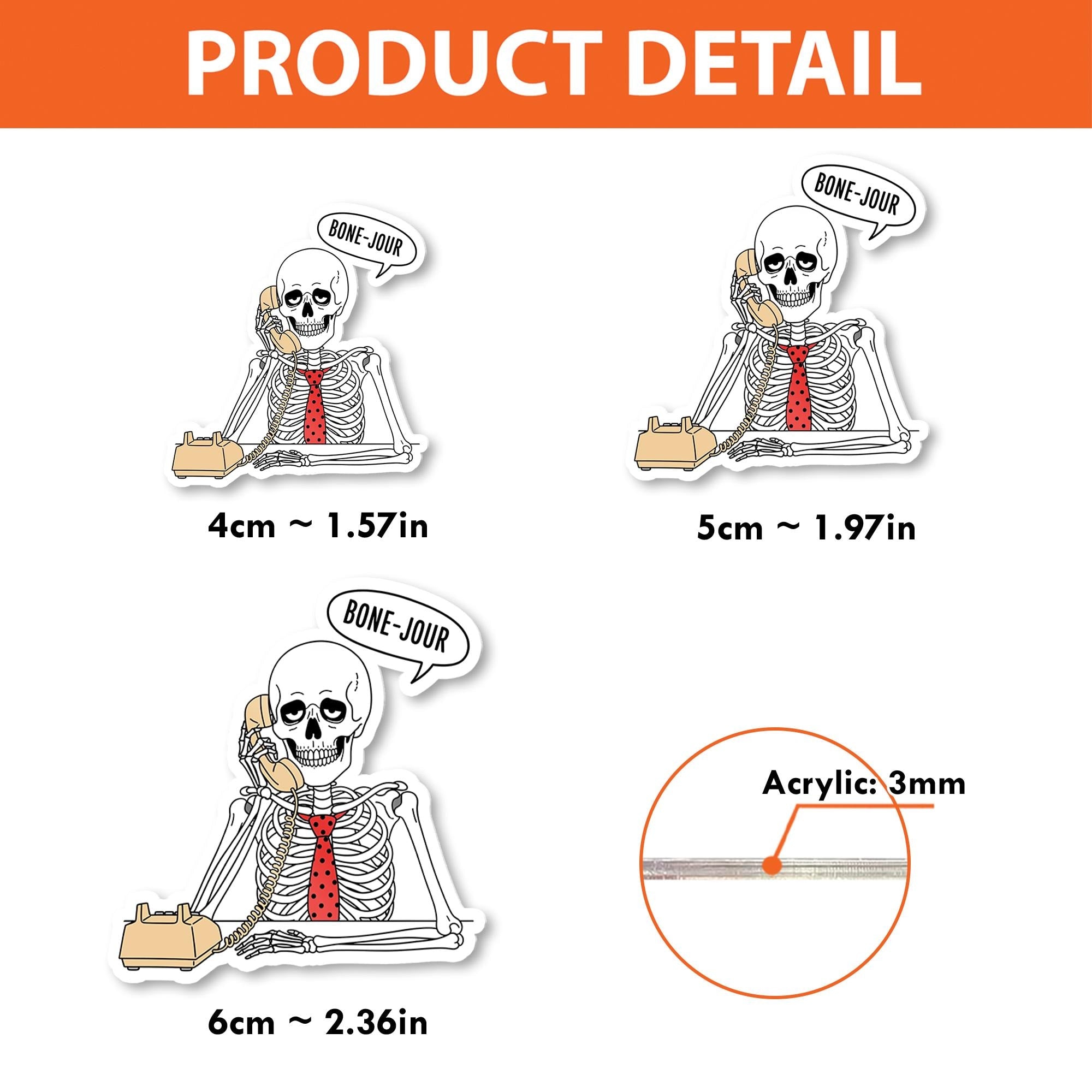 Funny Skeleton Badge Reel | Bone-Jour Pun Badge Holder | Spooky Retractable ID Clip | Halloween Office Gift | Cute Work Badge