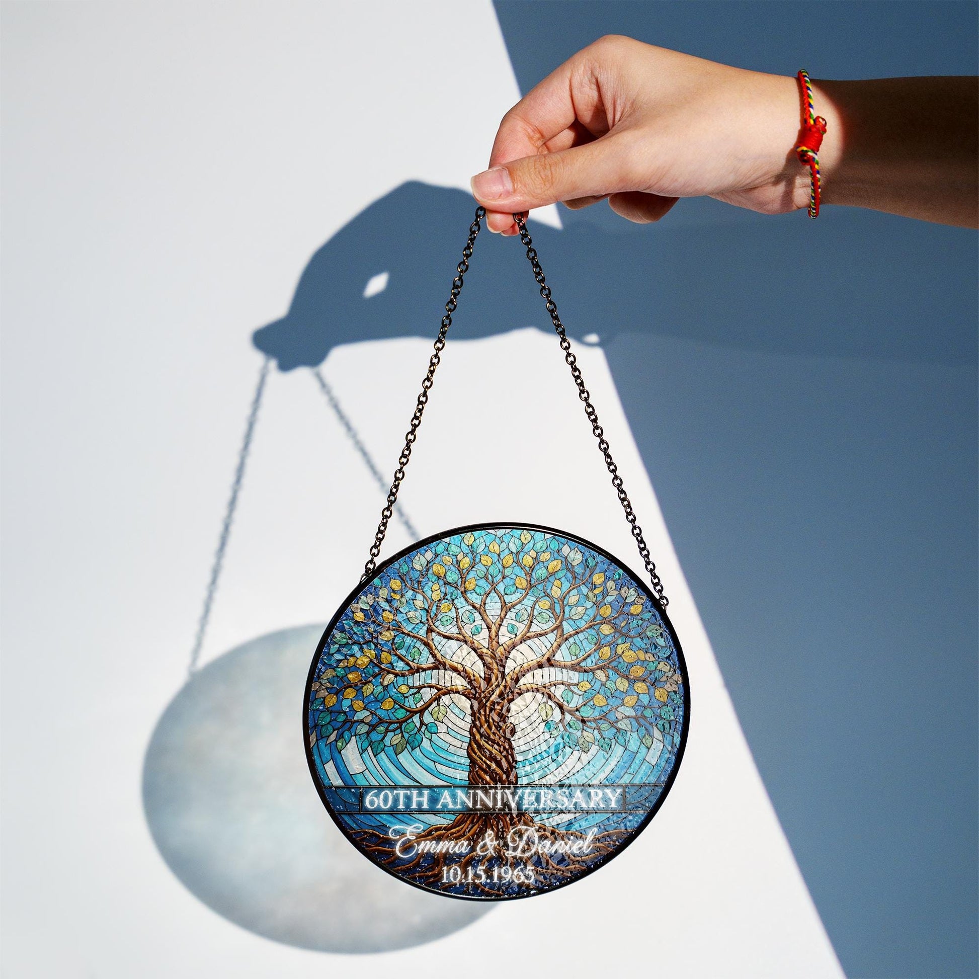 Custom Family Tree Glass Suncatcher • Personalized Anniversary Gift for Parents or Grandparents