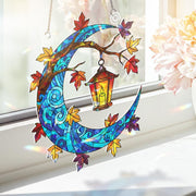 Hologram Acrylic Moon Window Hanging: Autumn Leaf Lantern Decor