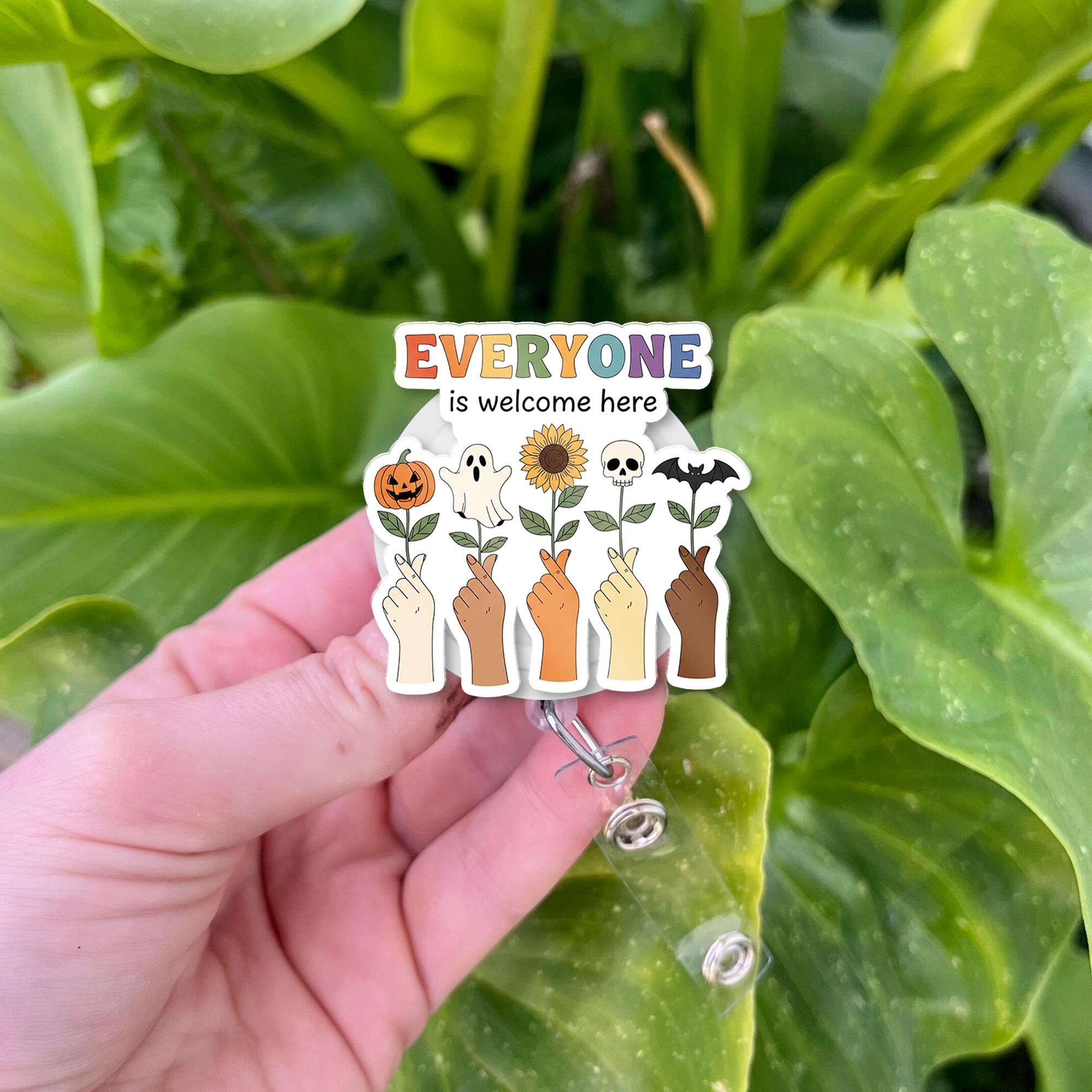 Everyone Is Welcome Badge Reel | Inclusive Retractable ID Holder | Diversity Nurse Badge Clip | Equality Work Accessory