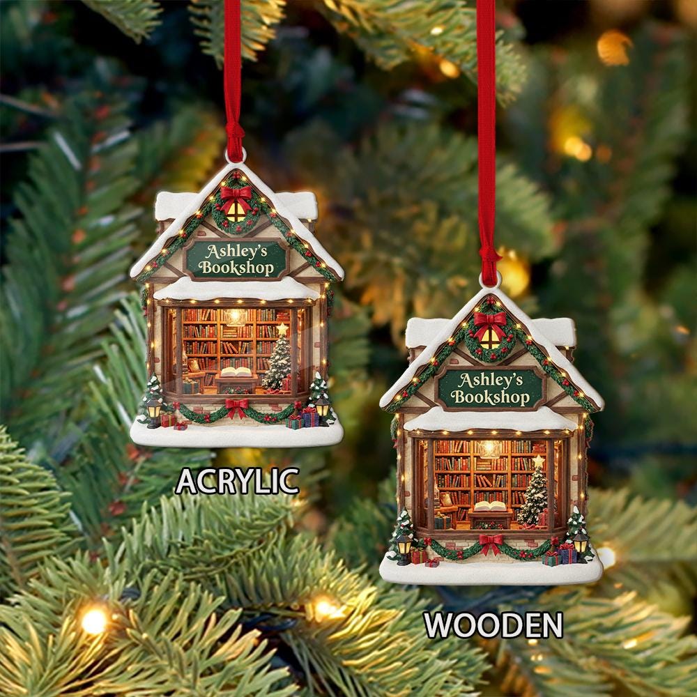 Personalized Bookshop Christmas Ornament: Custom Bookstore Keepsake