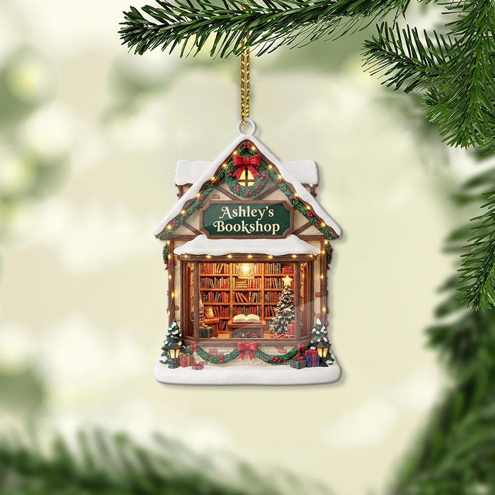 Personalized Bookshop Christmas Ornament: Custom Bookstore Keepsake