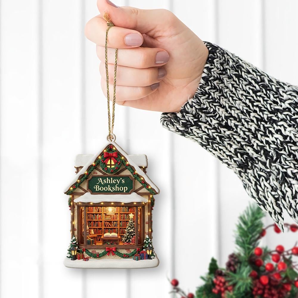 Personalized Bookshop Christmas Ornament: Custom Bookstore Keepsake
