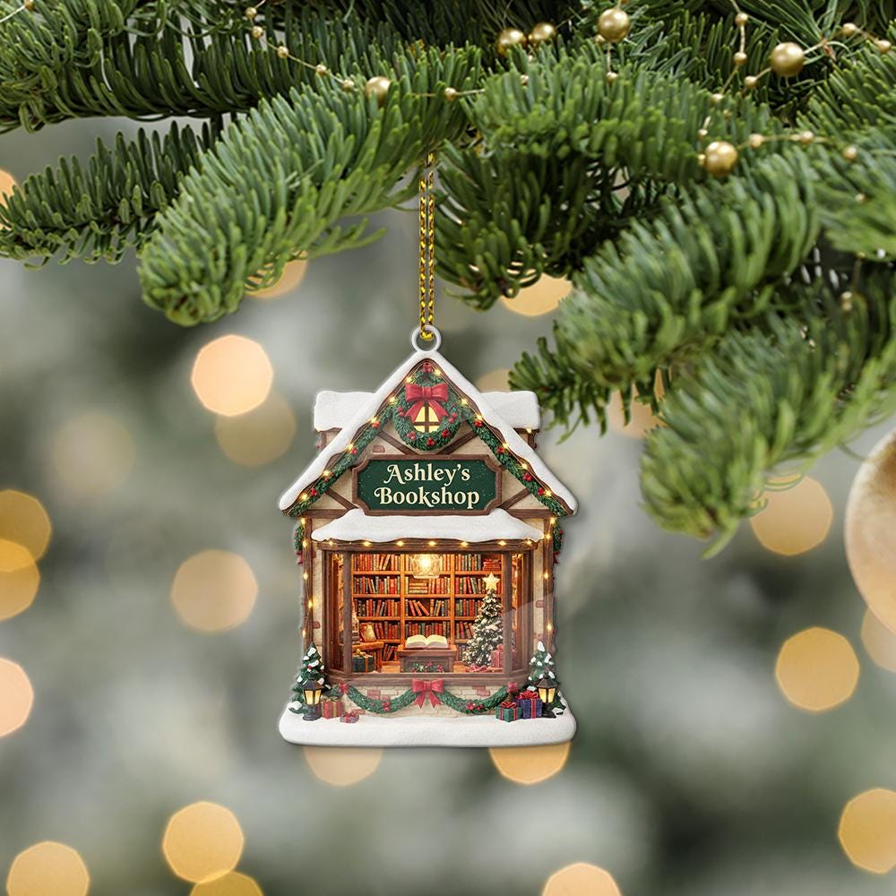 Personalized Bookshop Christmas Ornament: Custom Bookstore Keepsake