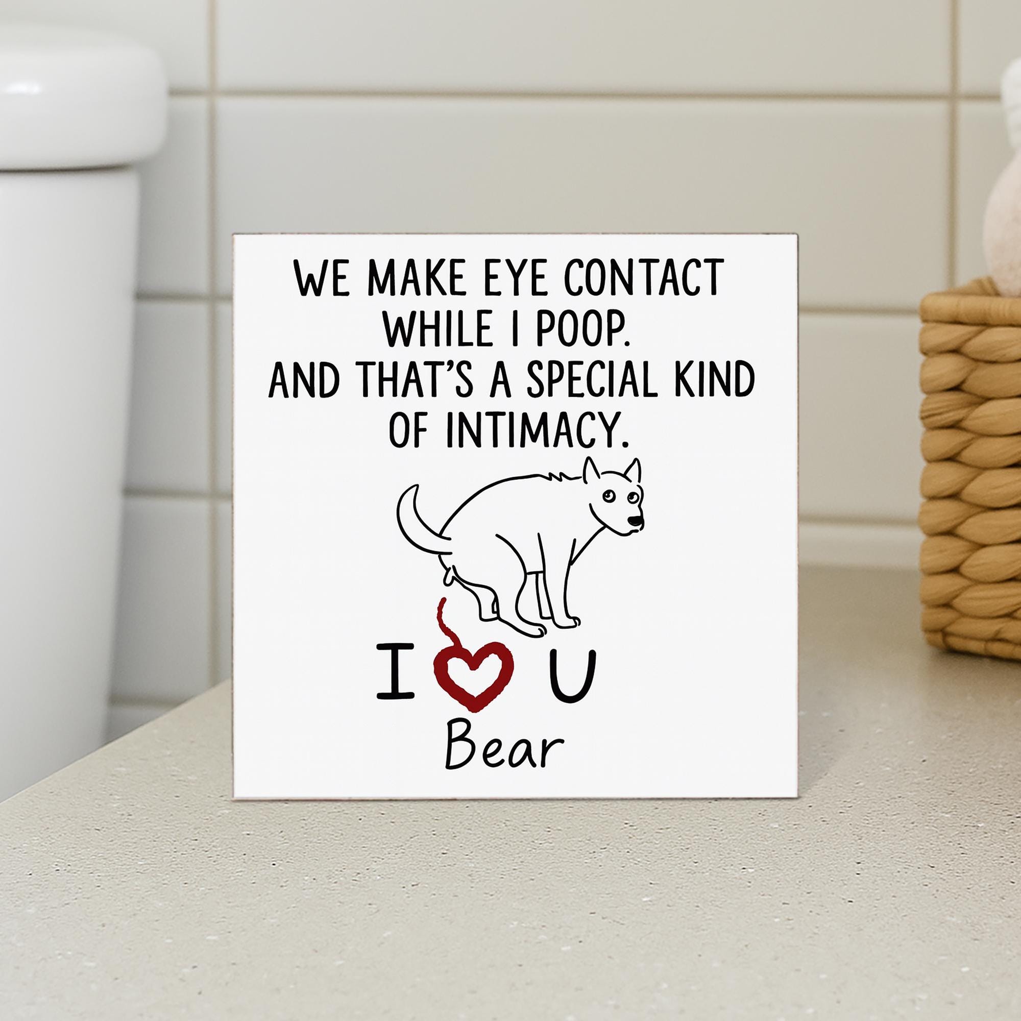 Funny Dog Poop Bathroom Sign: Custom Wooden Humor Decor