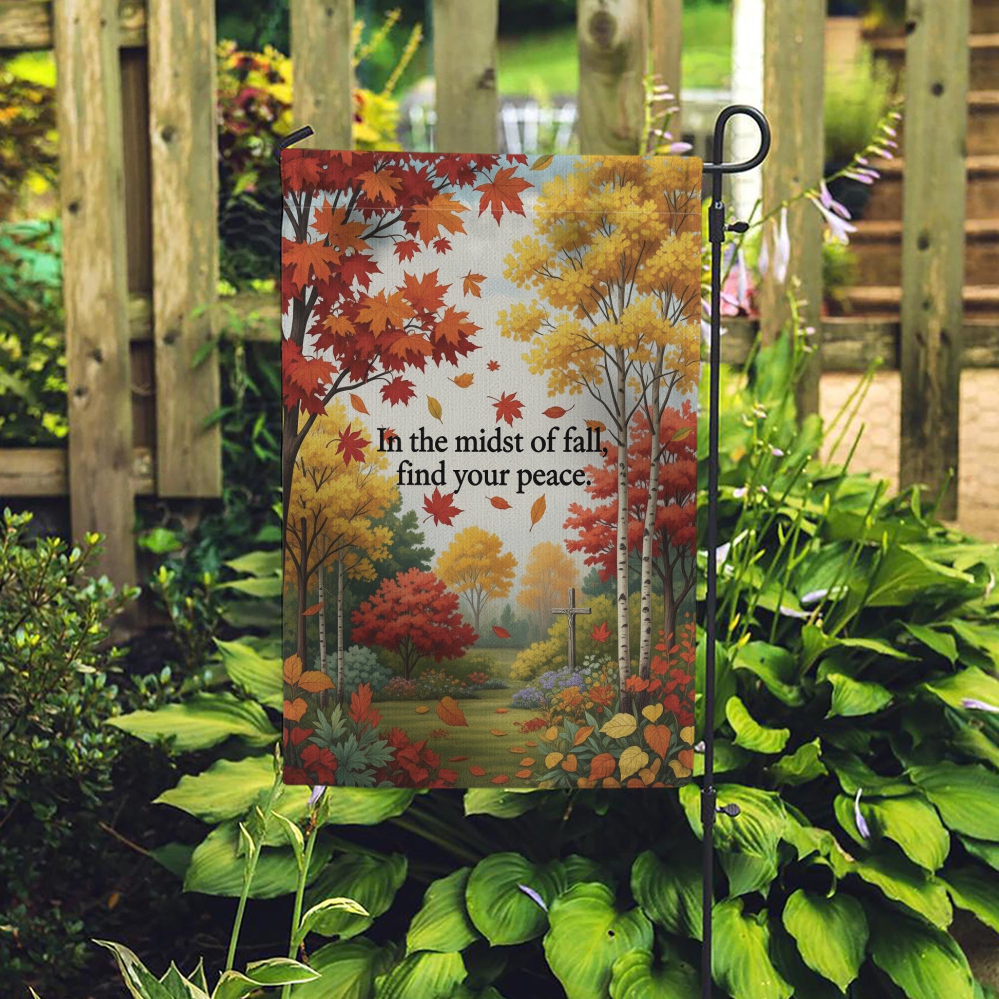 Fall Garden Flag: Inspirational Autumn Outdoor Decor, 12x18/28x40