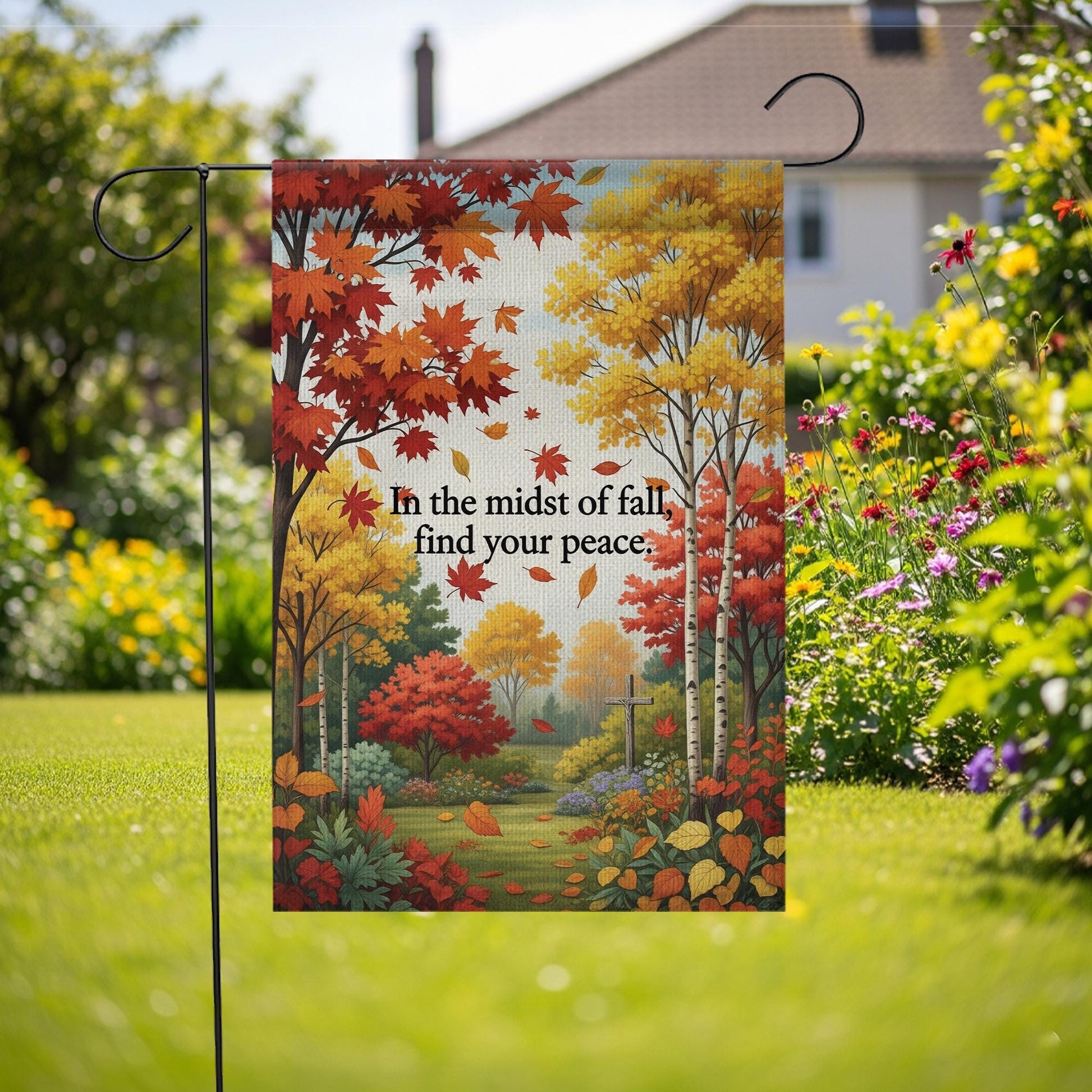 Fall Garden Flag: Inspirational Autumn Outdoor Decor, 12x18/28x40