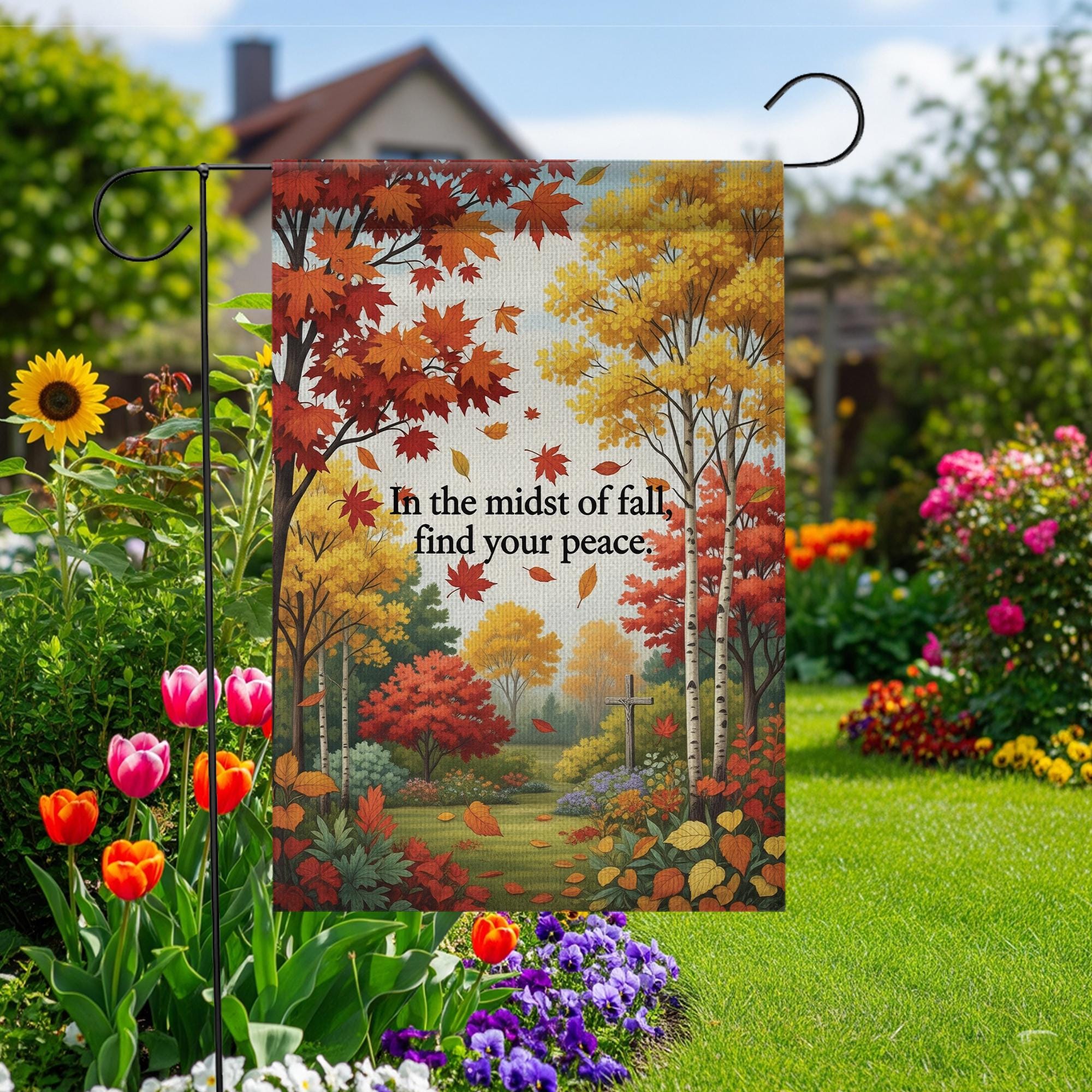 Fall Garden Flag: Inspirational Autumn Outdoor Decor, 12x18/28x40