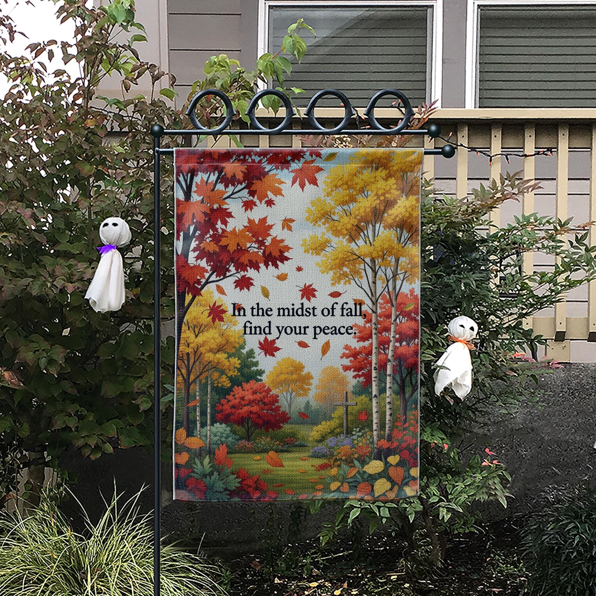 Fall Garden Flag: Inspirational Autumn Outdoor Decor, 12x18/28x40
