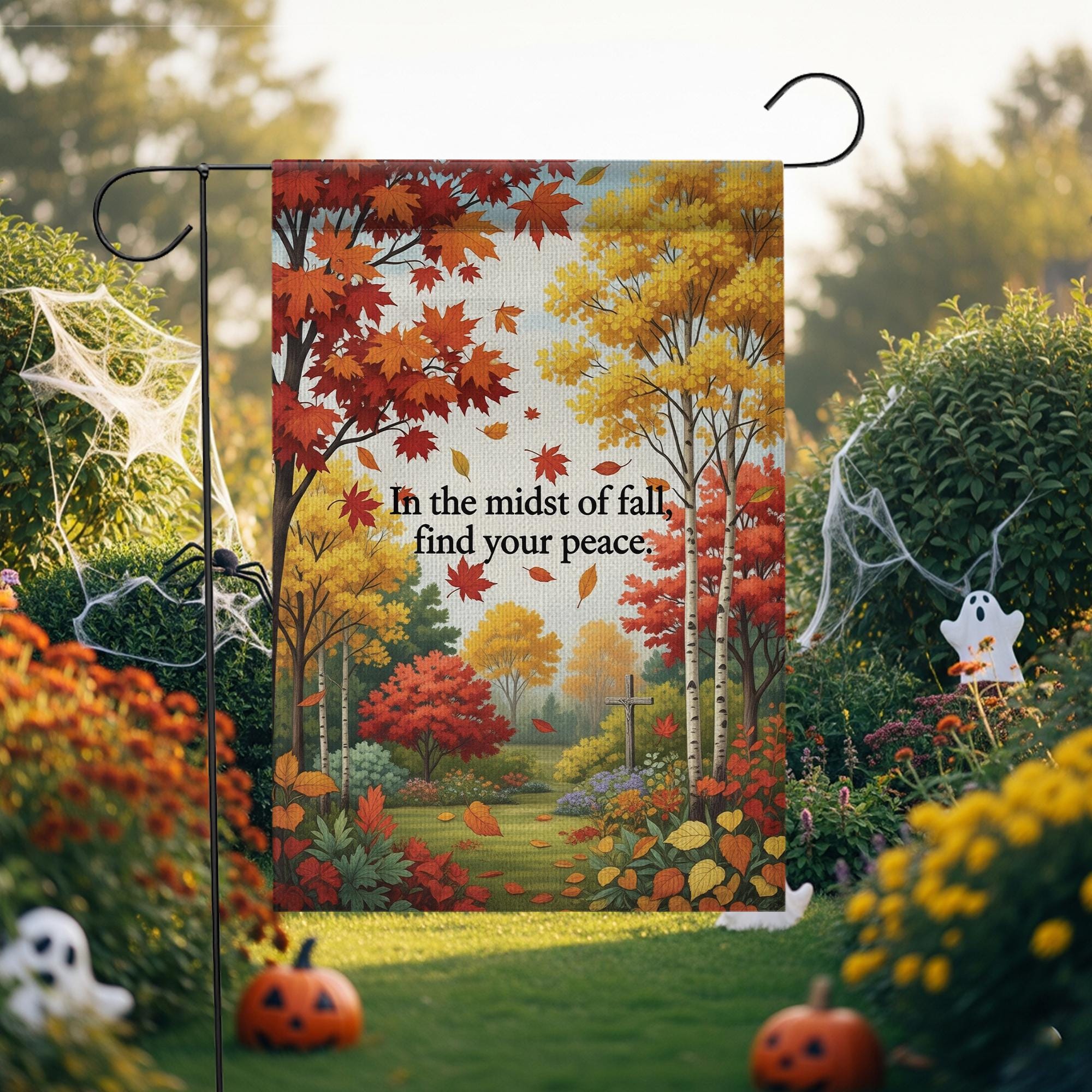 Fall Garden Flag: Inspirational Autumn Outdoor Decor, 12x18/28x40
