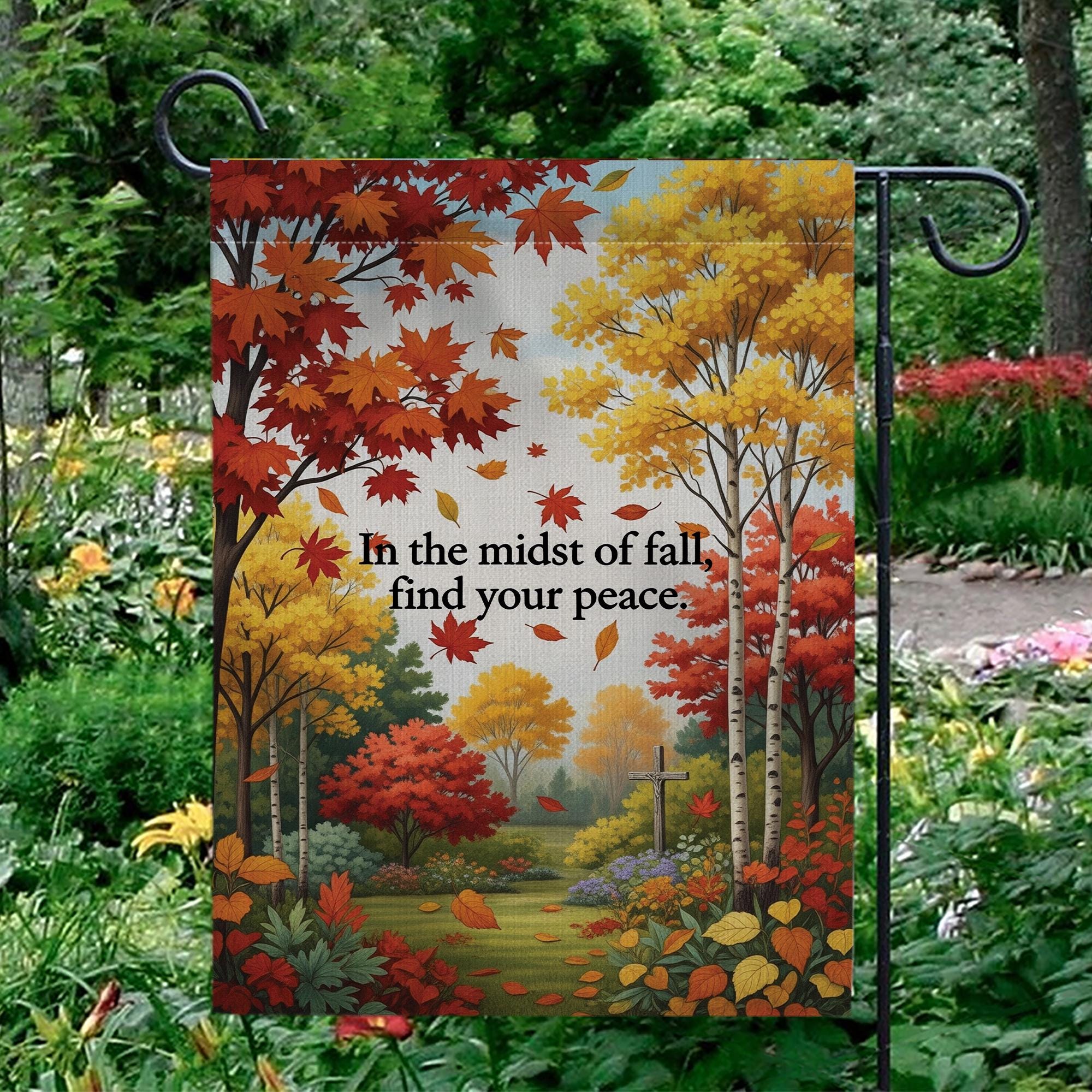 Fall Garden Flag: Inspirational Autumn Outdoor Decor, 12x18/28x40