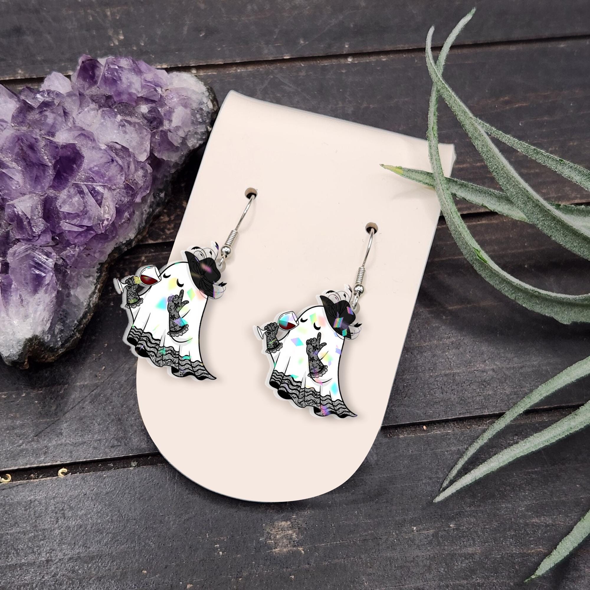 Halloween Ghost Earrings: Spooky Acrylic Jewelry, Witchy Costume Accessories