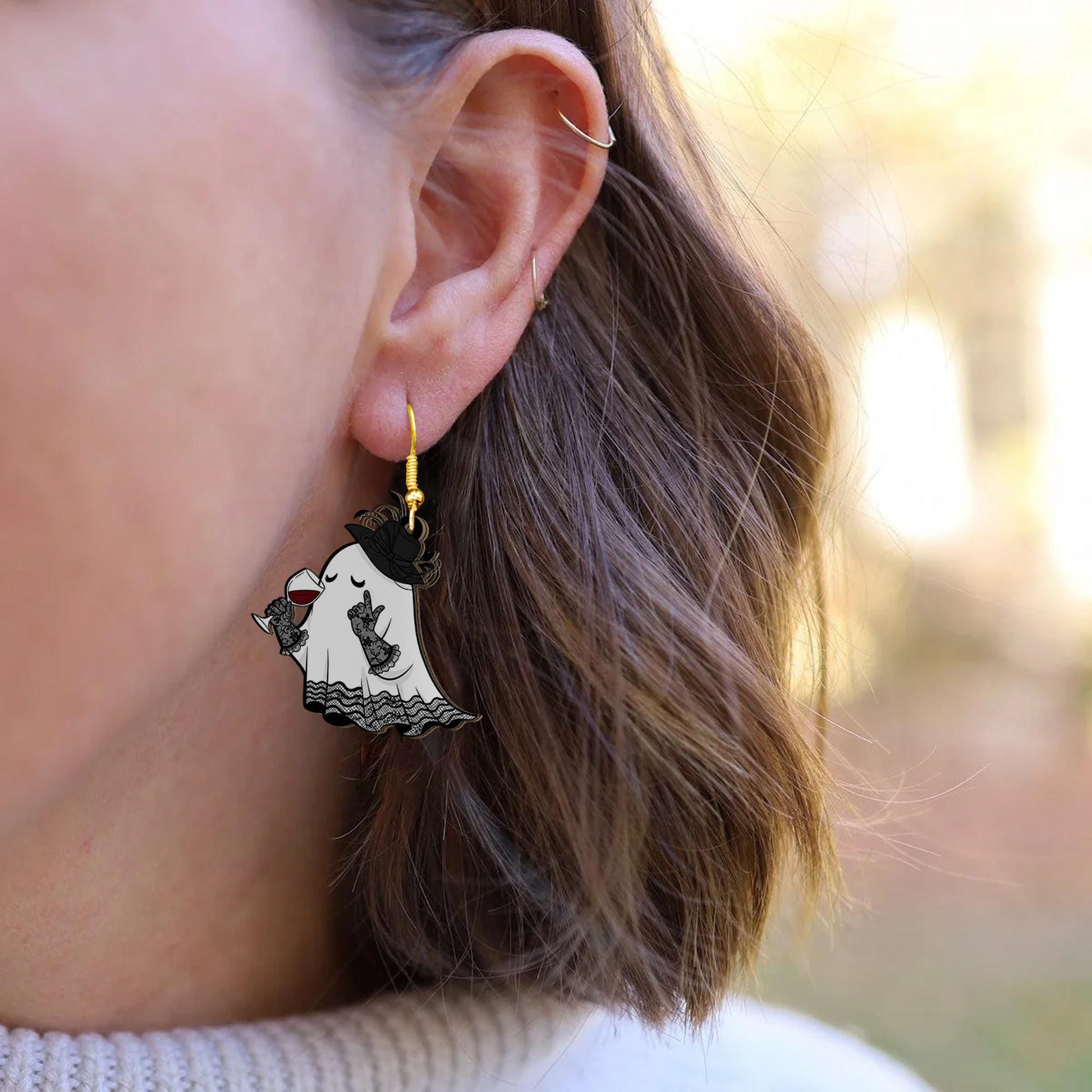 Halloween Ghost Earrings: Spooky Acrylic Jewelry, Witchy Costume Accessories